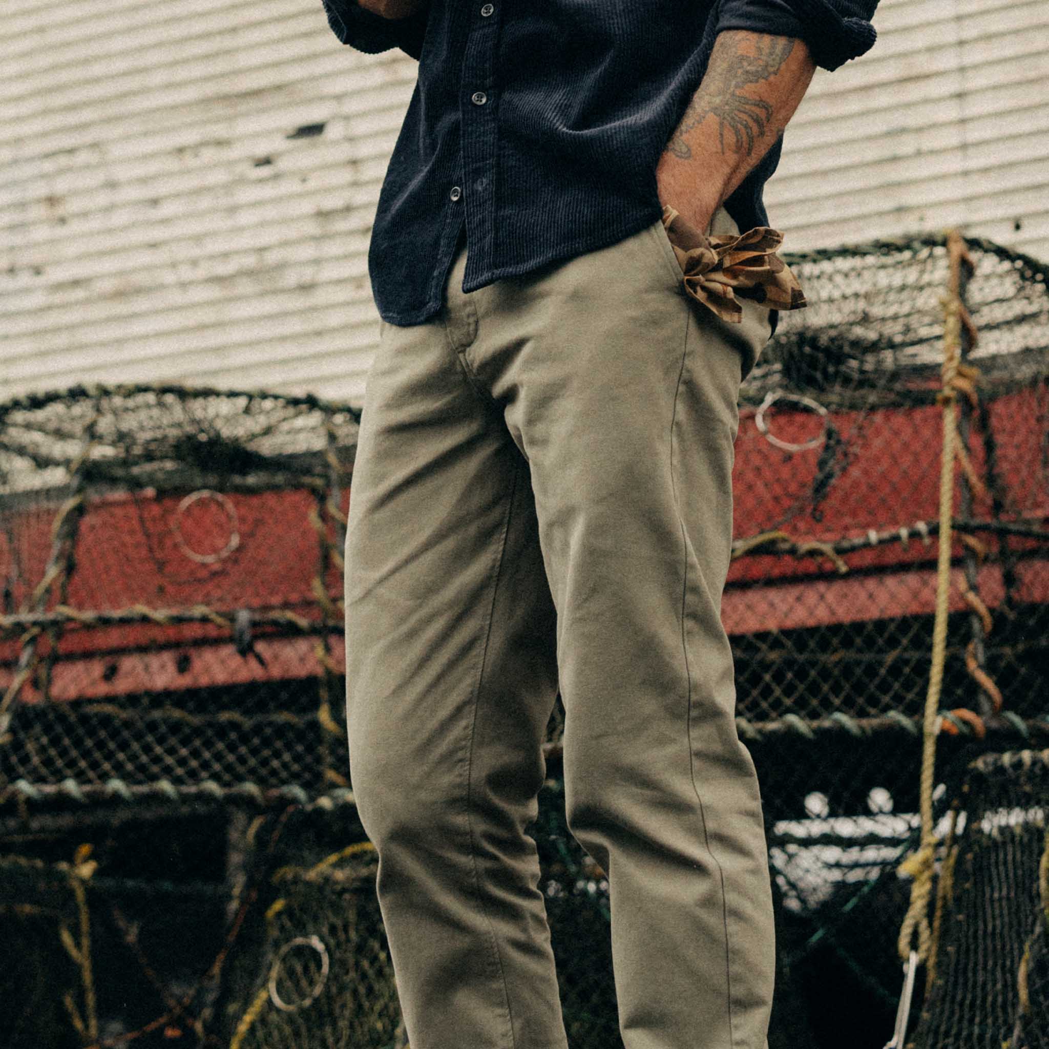 The Slim Foundation Pant in Organic Smoked Olive - Image 4