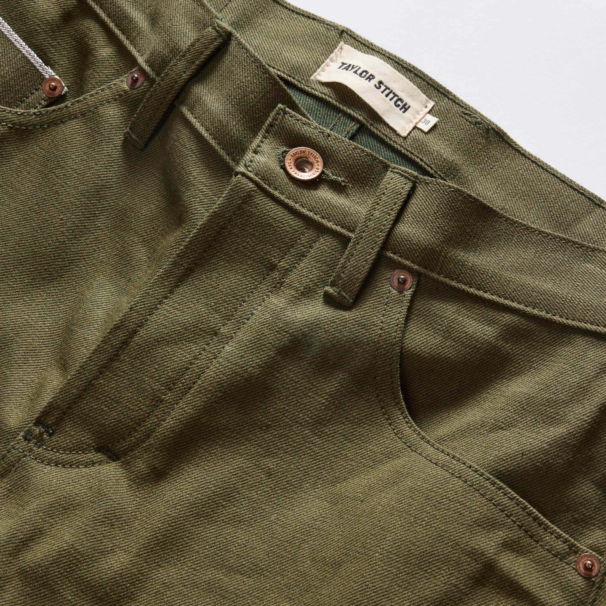The Slim Jean in Olive Nihon Menpu Selvage - Image 10