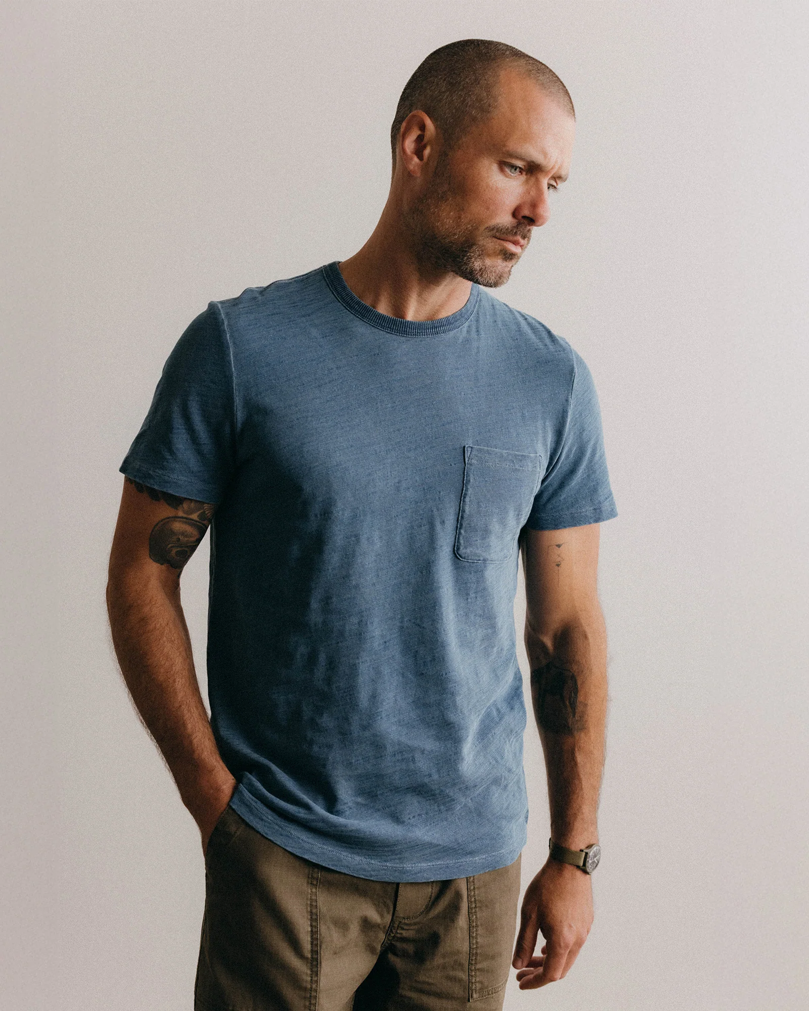 The Slub Tee in Washed Indigo - Image 2