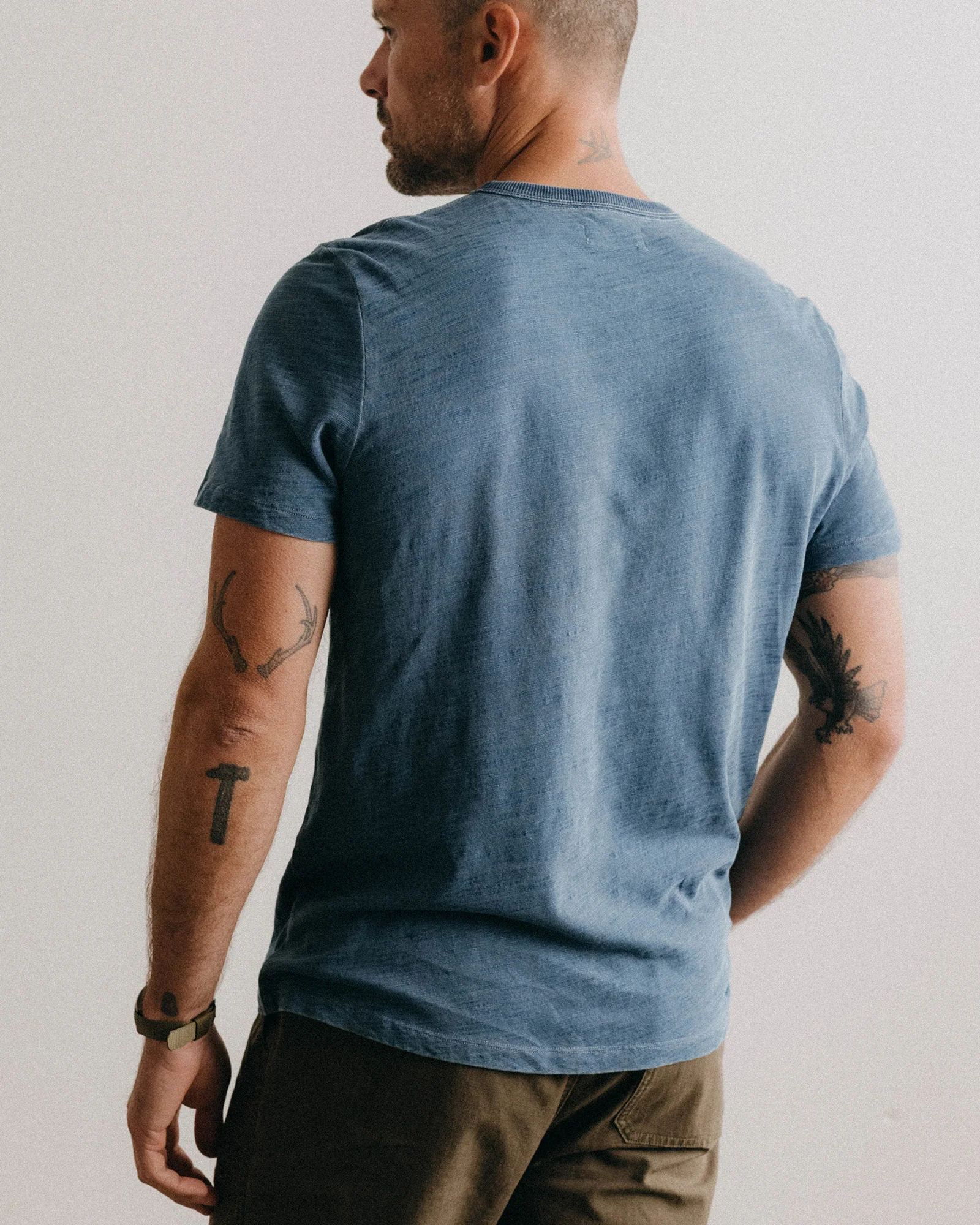 The Slub Tee in Washed Indigo - Image 4