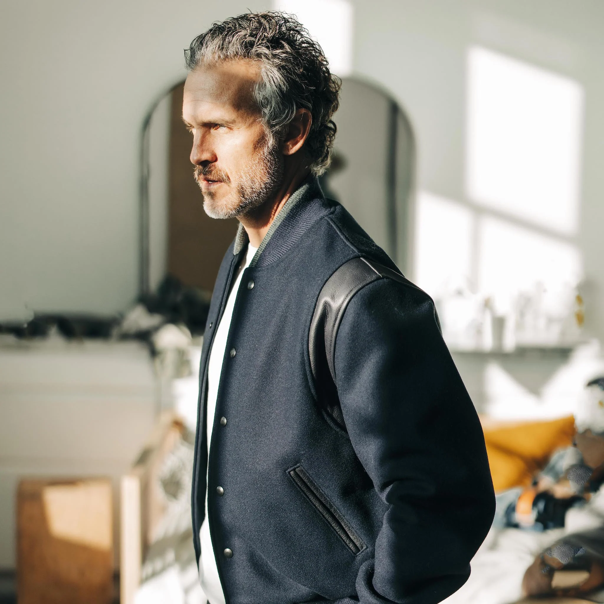The Golden Bear Snap Bomber in Midnight Wool - Image 3