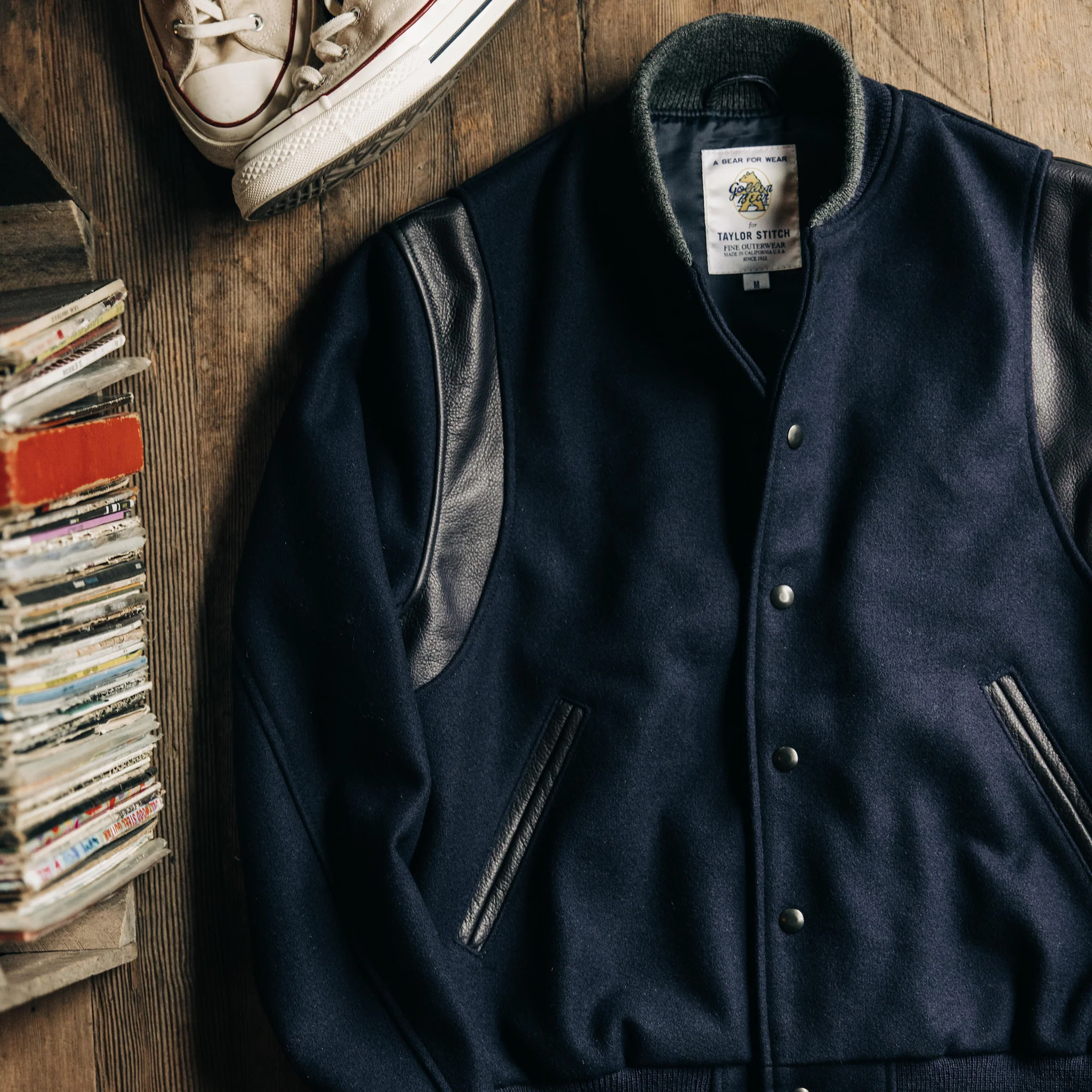 The Golden Bear Snap Bomber in Midnight Wool - Image 4