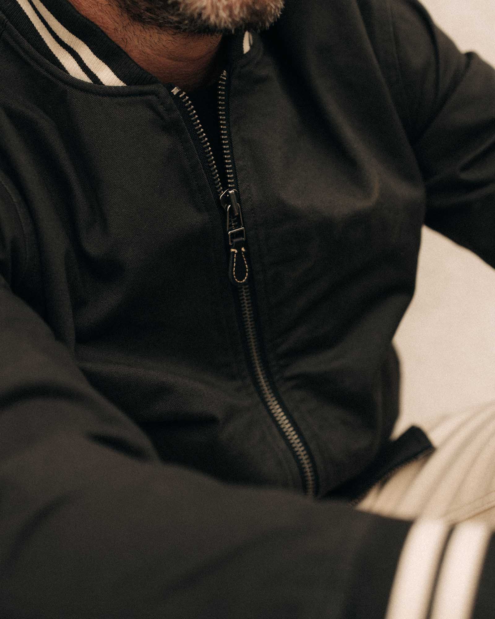 The Speedway Bomber in Organic Faded Black Twill - Image 3