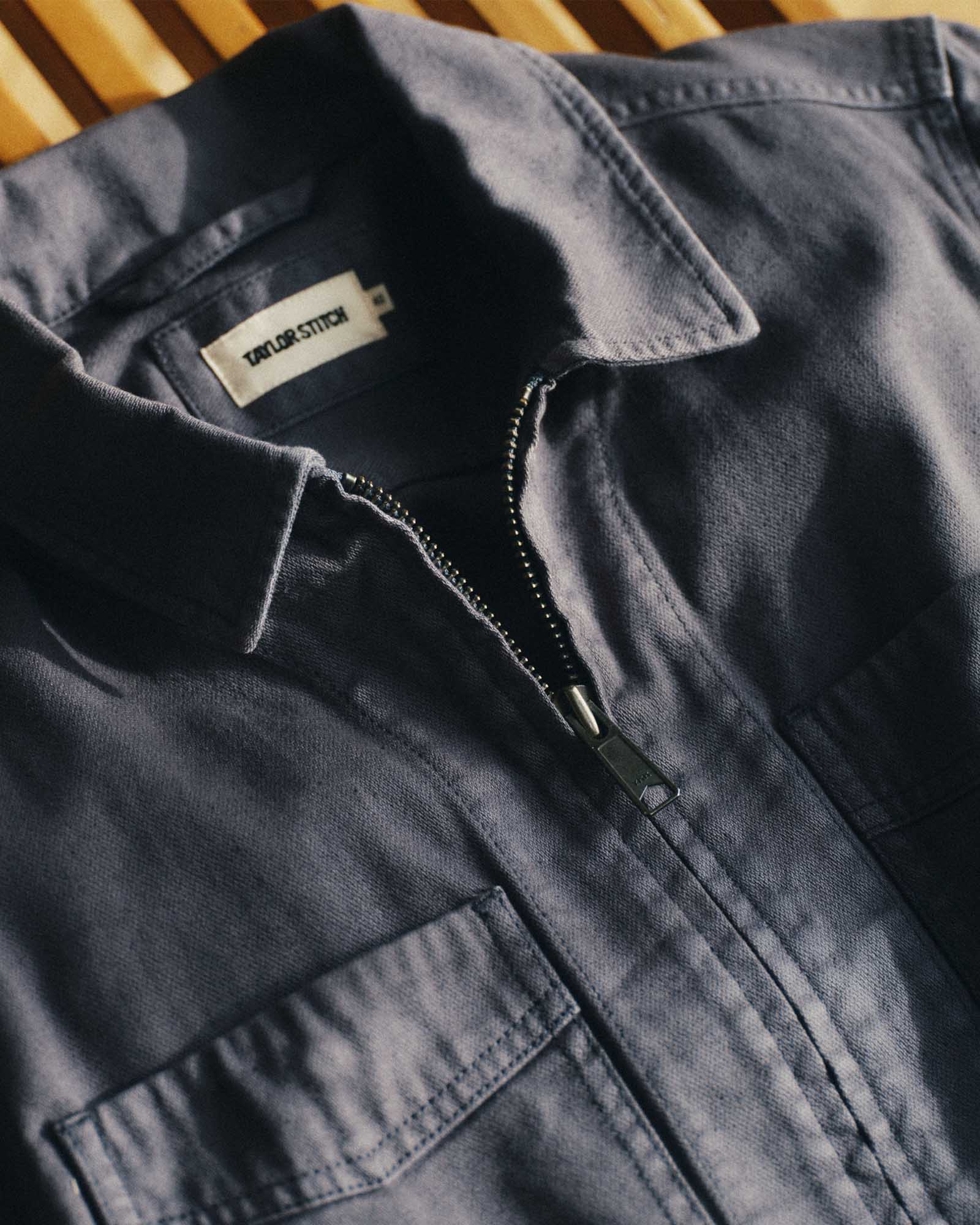 The Station Jacket in Petrol Blue Broken Twill - Image 2