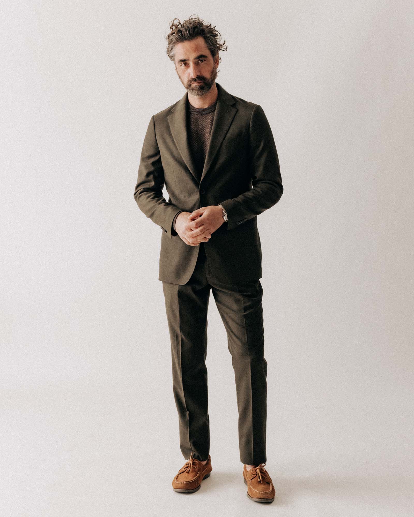 The Stevens Sportcoat in Black Olive Wool Flannel - Image 2