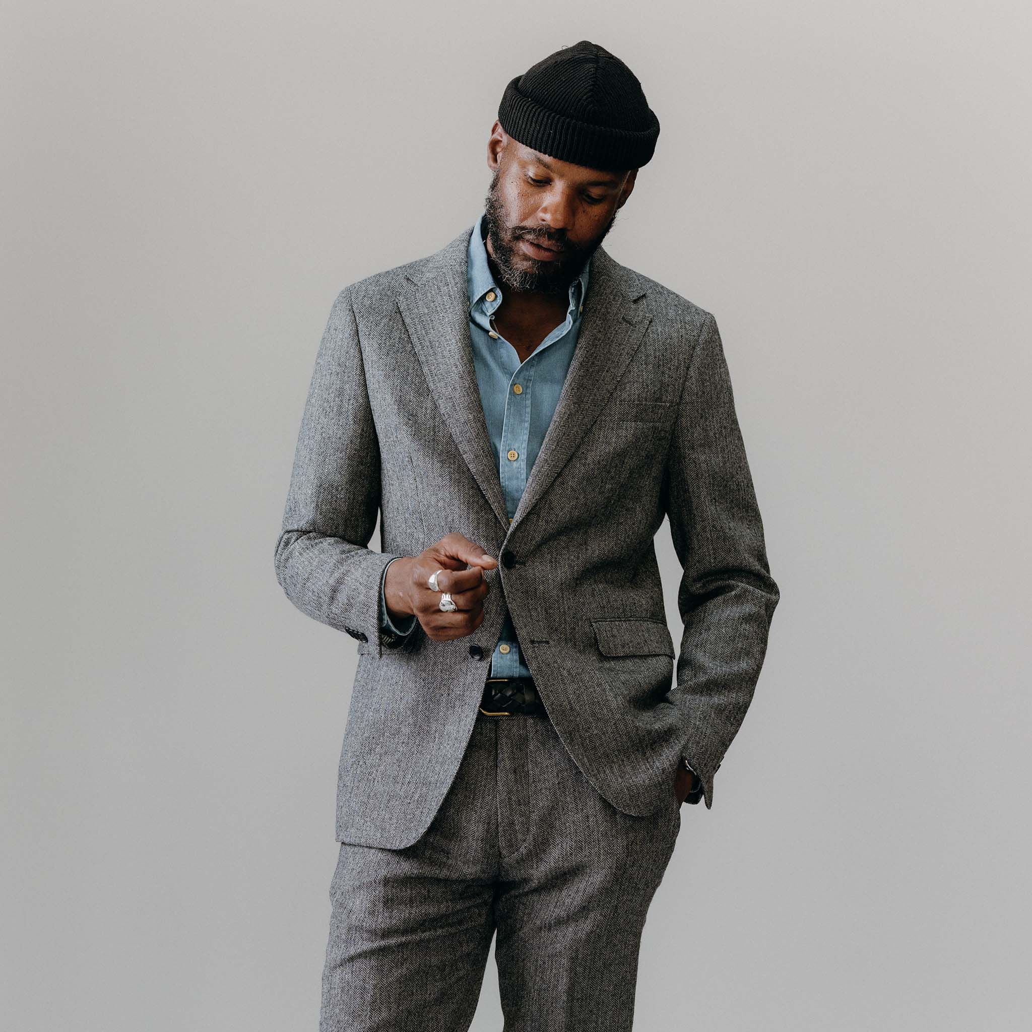The Stevens Sportcoat in Slate Herringbone Wool - Image 2