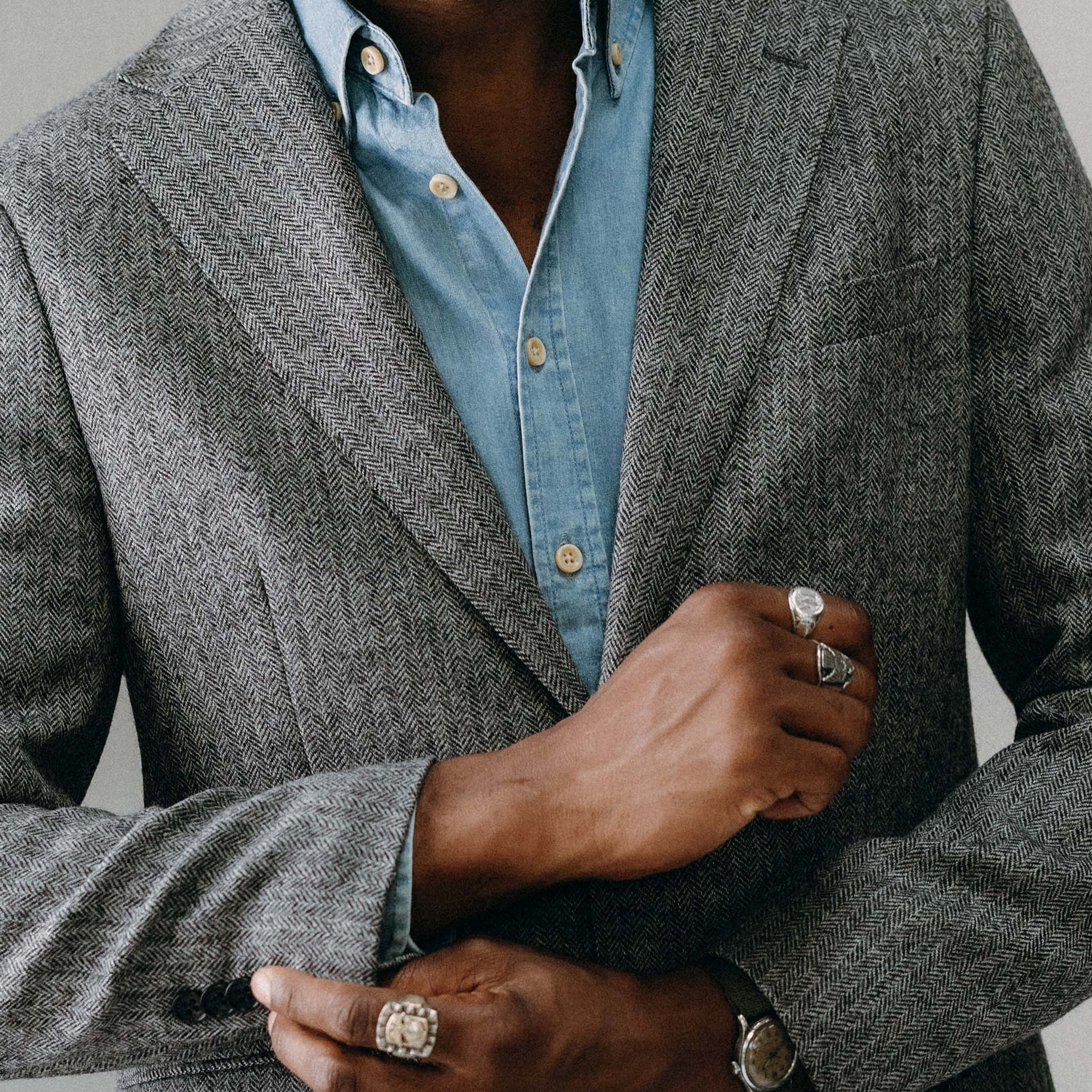 The Stevens Sportcoat in Slate Herringbone Wool - Image 3