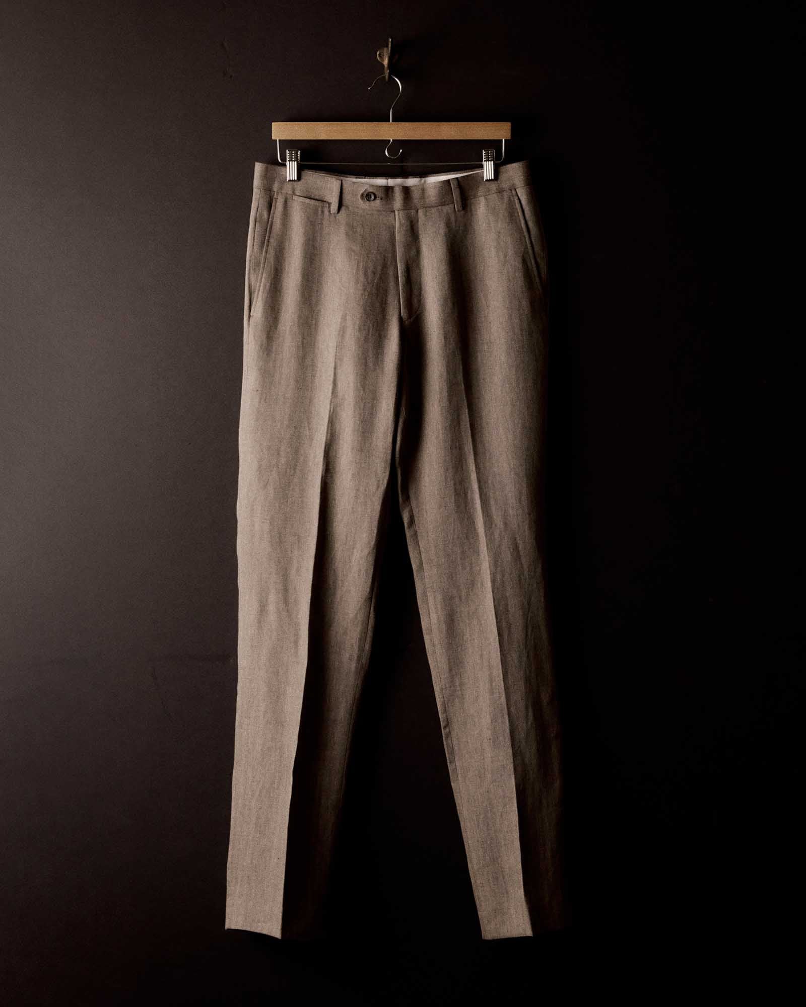 The Stevens Trouser in Coffee Linen Herringbone - Image 5