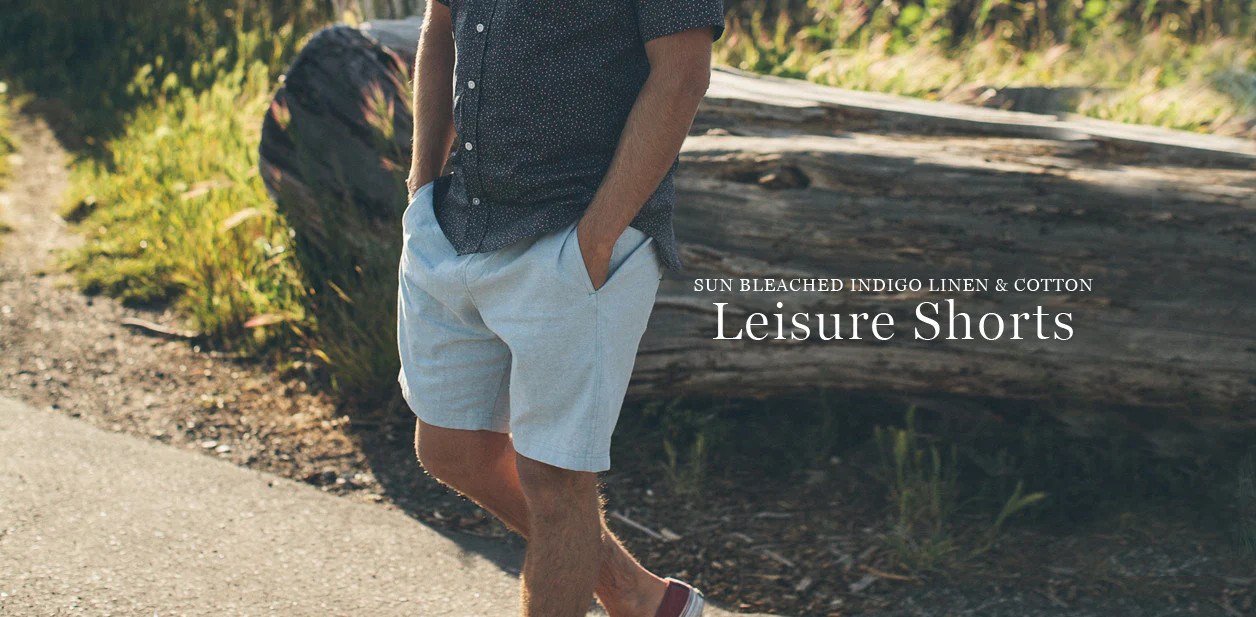 Sun Bleached Indigo Linen and Cotton Leisure Shorts - Image 10
