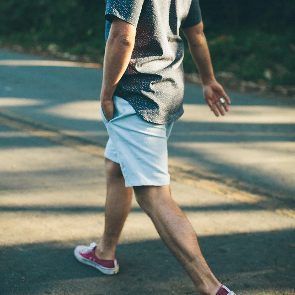 Sun Bleached Indigo Linen and Cotton Leisure Shorts - Image 5