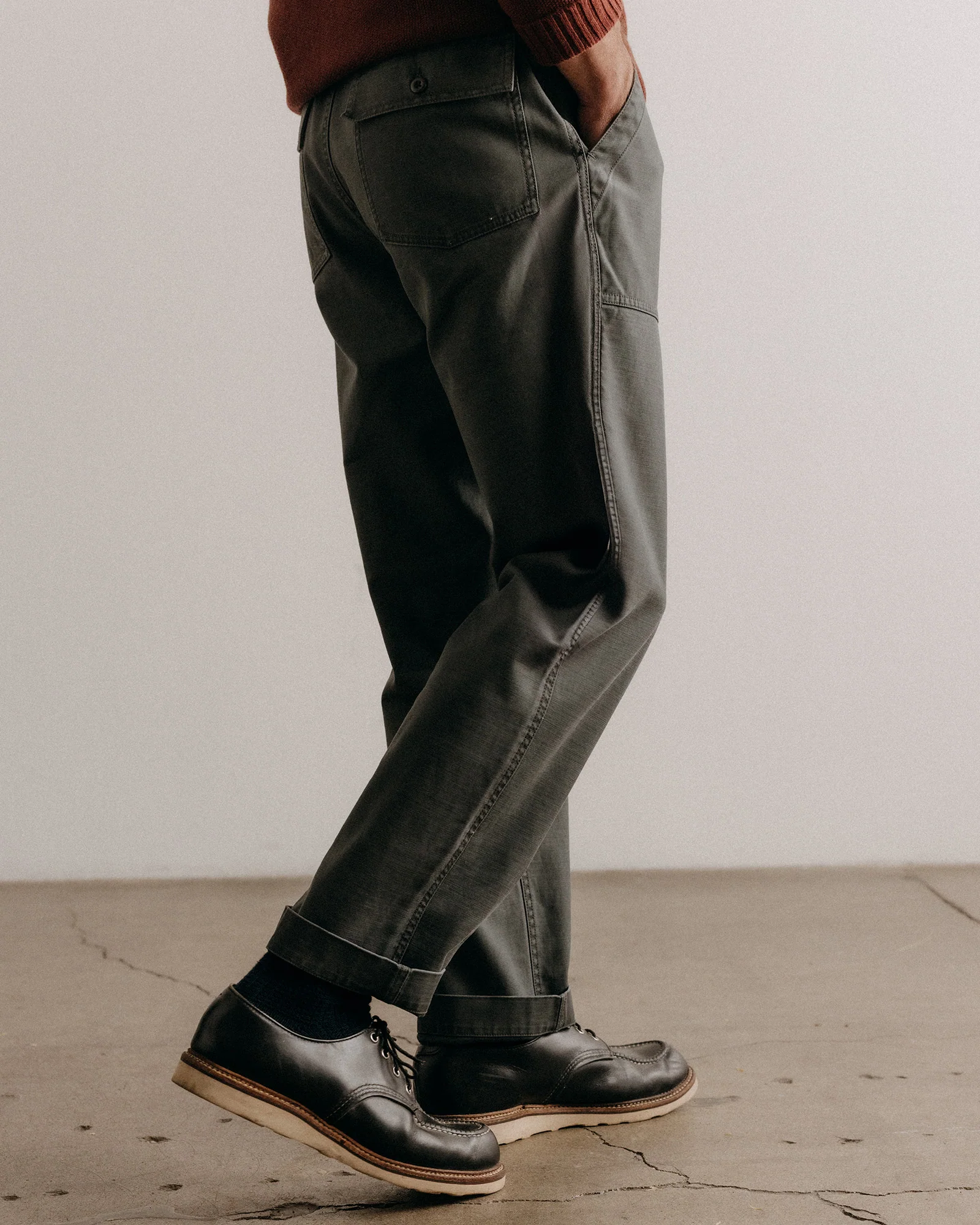 The Surplus Pant in Faded Black Reverse Sateen - Image 3