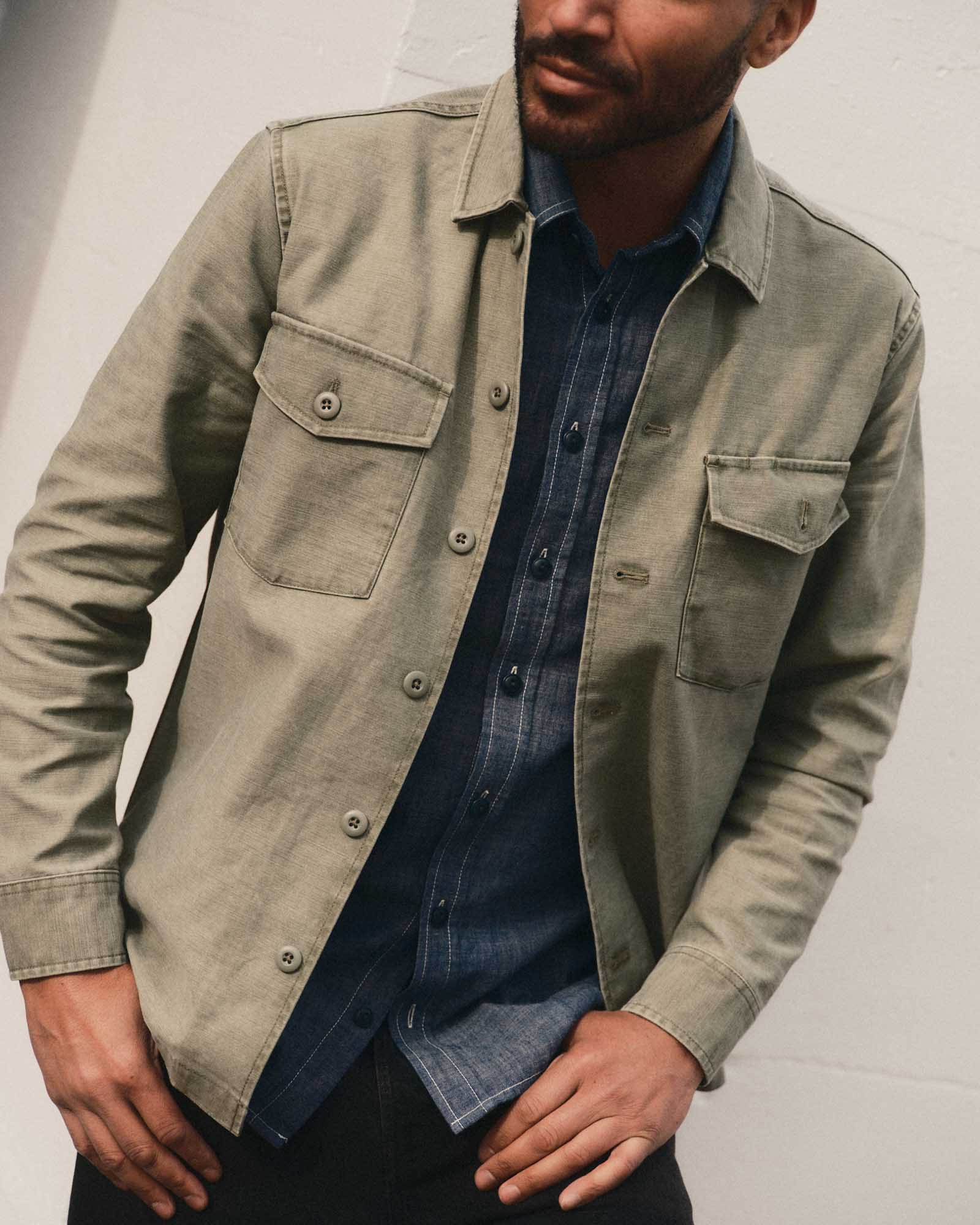 The Surplus Shirt in Field Olive Reverse Sateen - Image 2