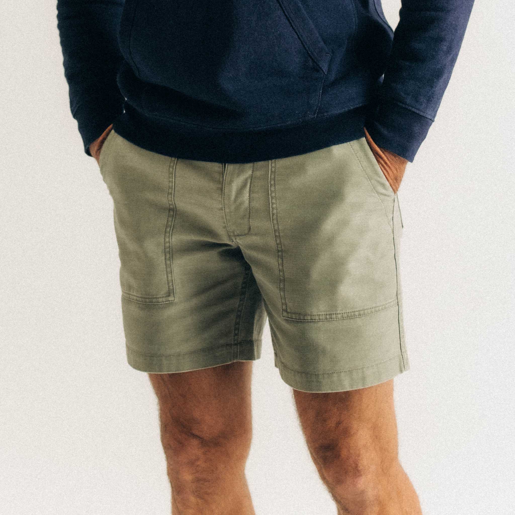 The Surplus Short in Field Olive Reverse Sateen - Image 2
