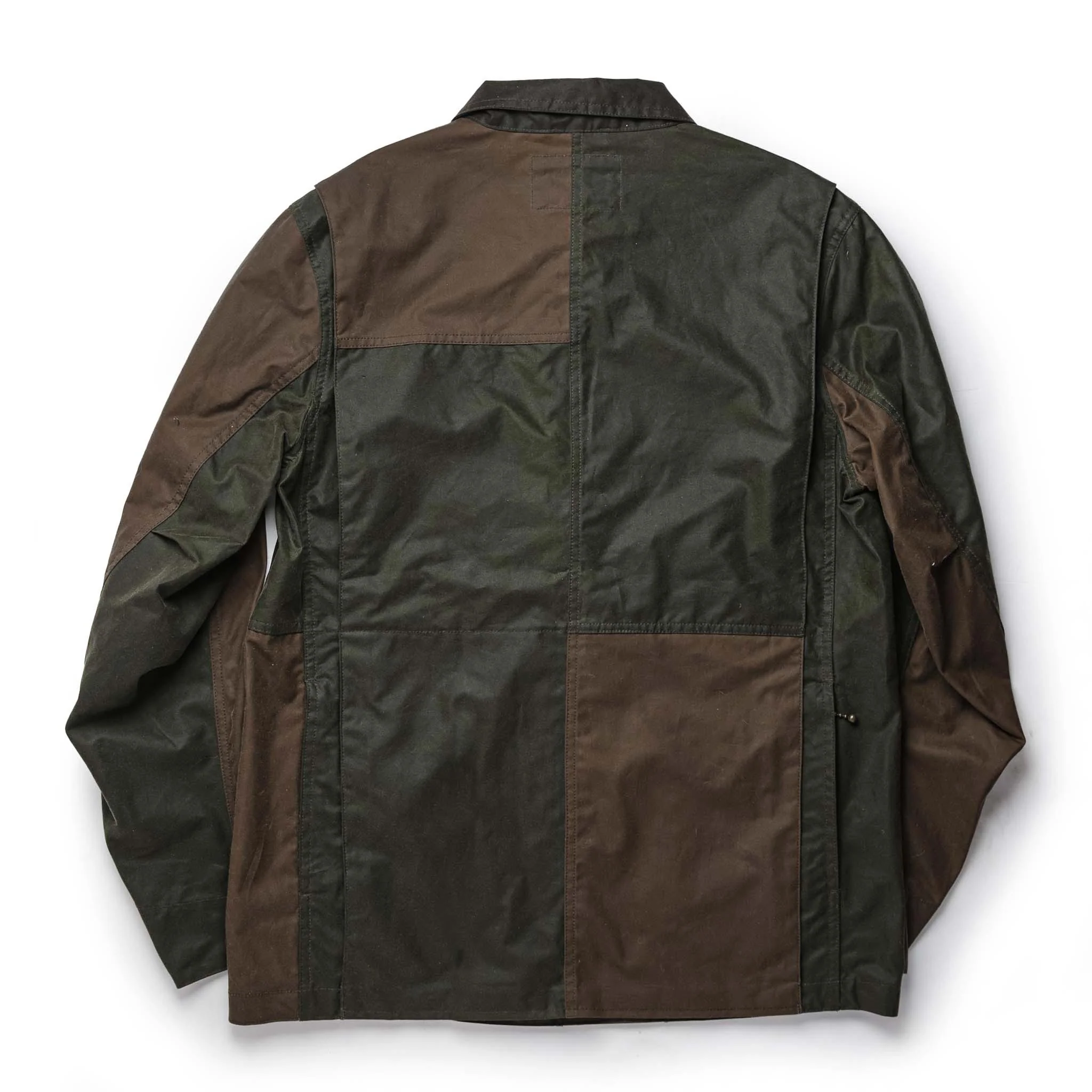 The Task Jacket in Waxed Khaki and Olive Patchwork - Image 10