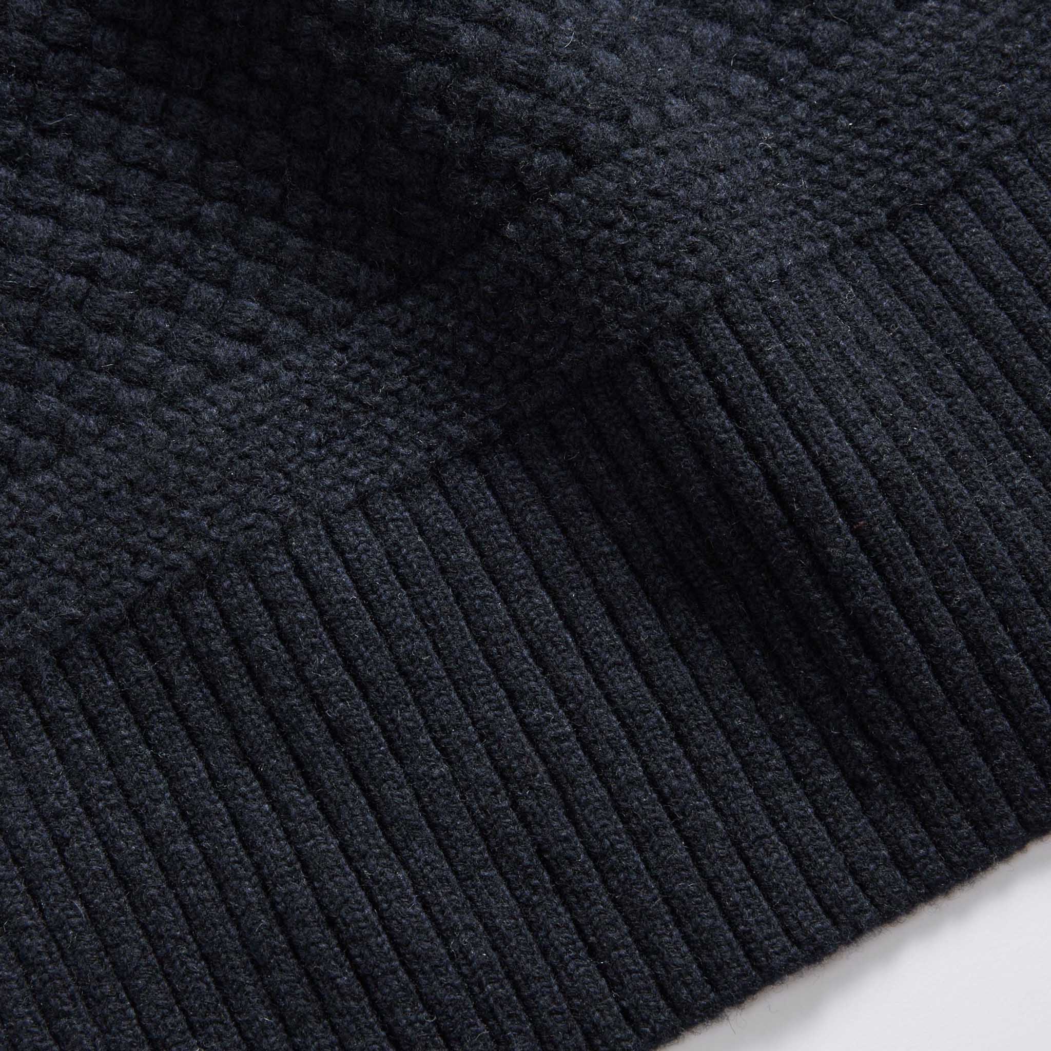 The Textured Knit Scarf in Heather Navy Merino - Image 4