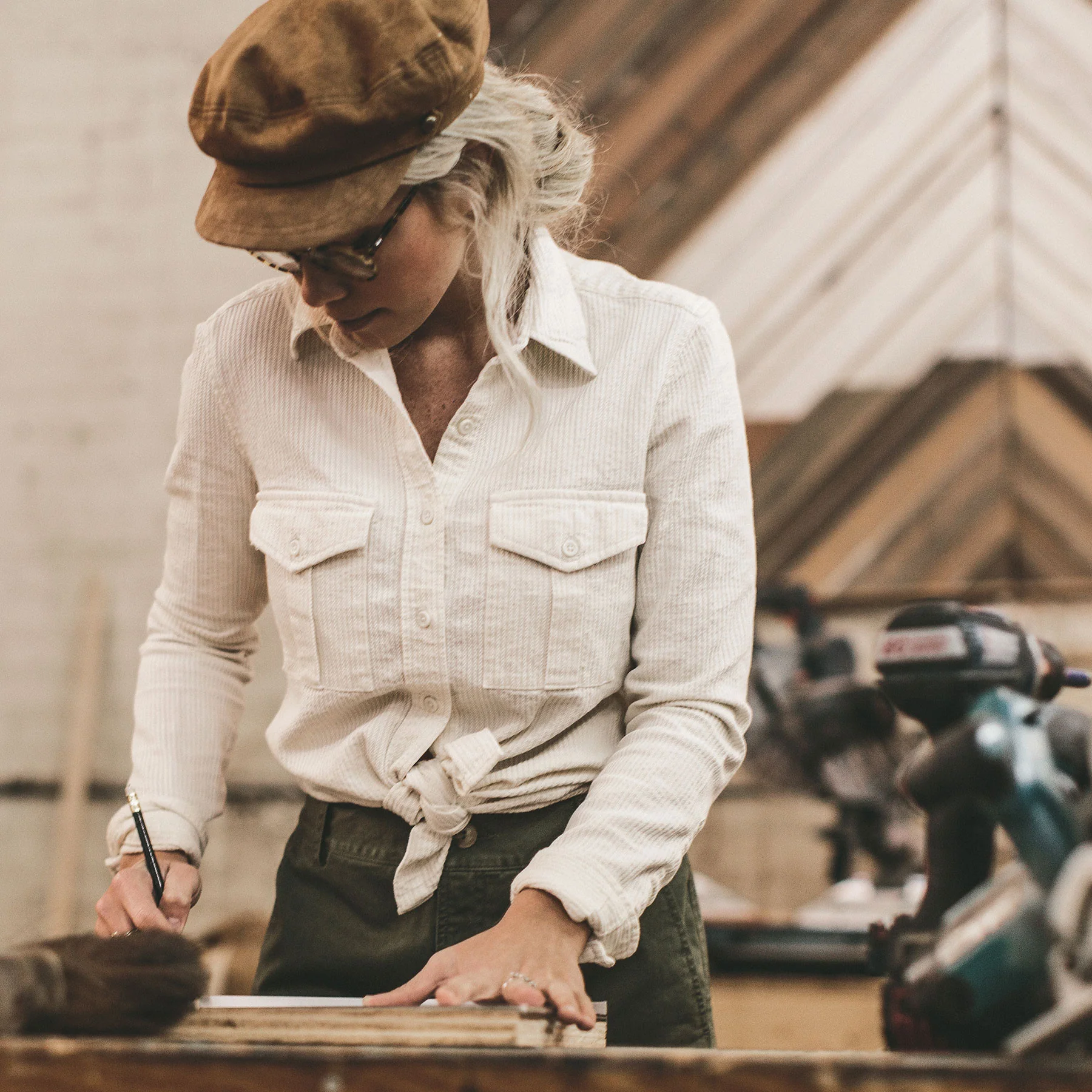 The Andie Shirt in Natural Corded Denim - Image 2