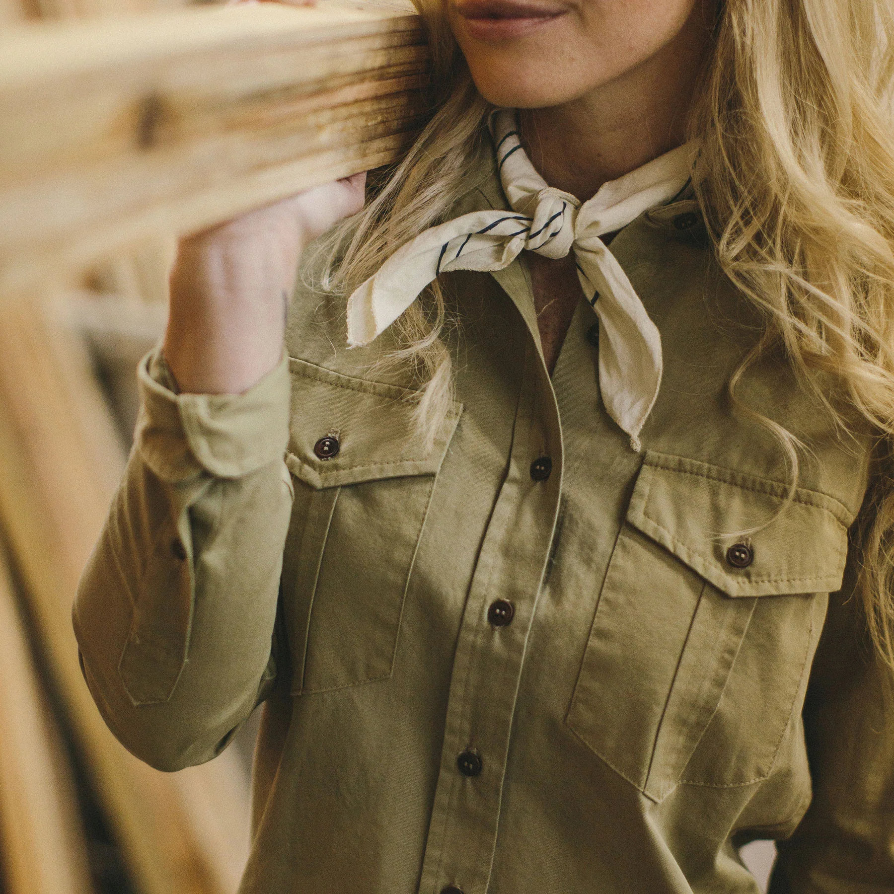 The Andie Shirt in Tan Twill - Image 2
