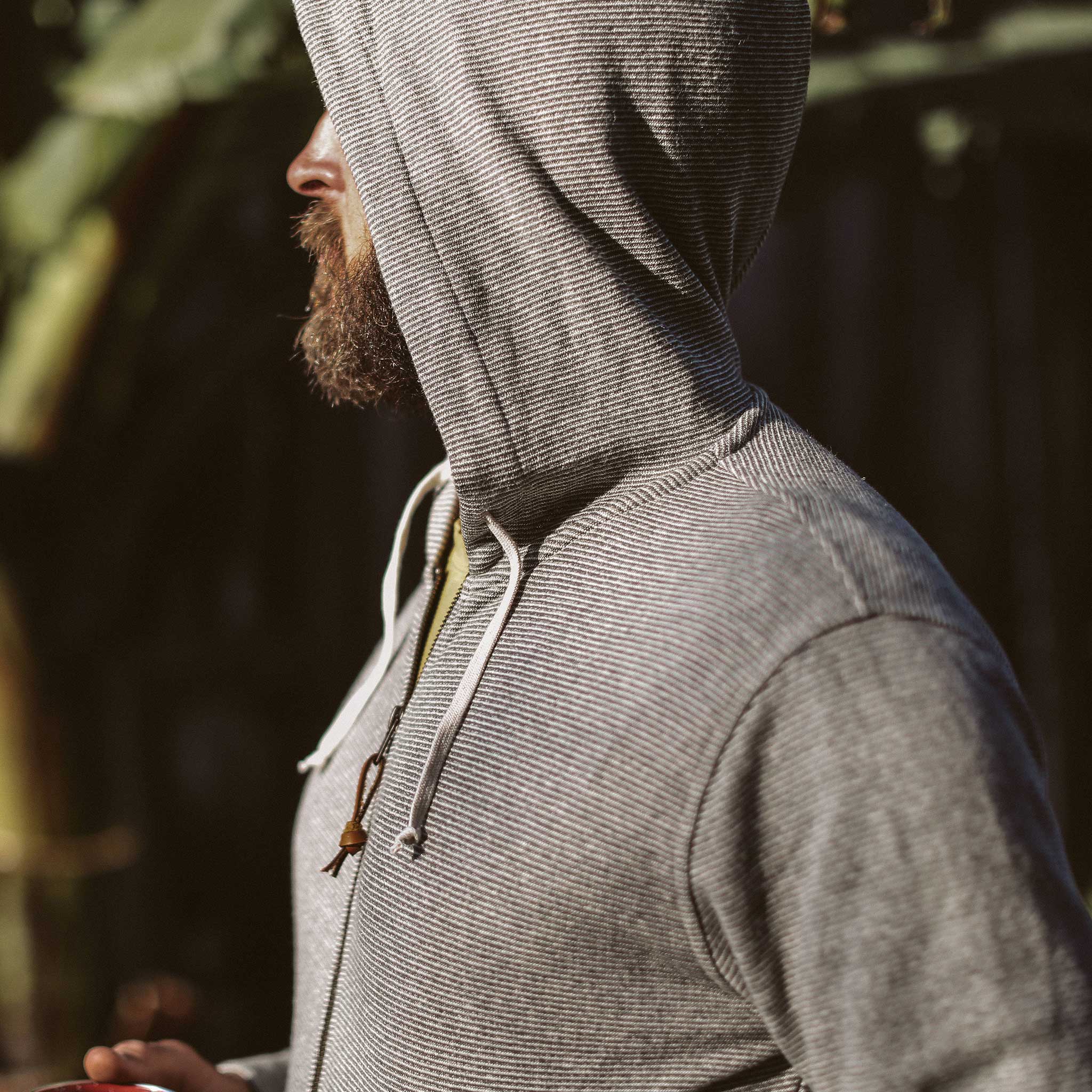 The Après Hoodie in Olive Stripe Hemp Fleece - Image 3