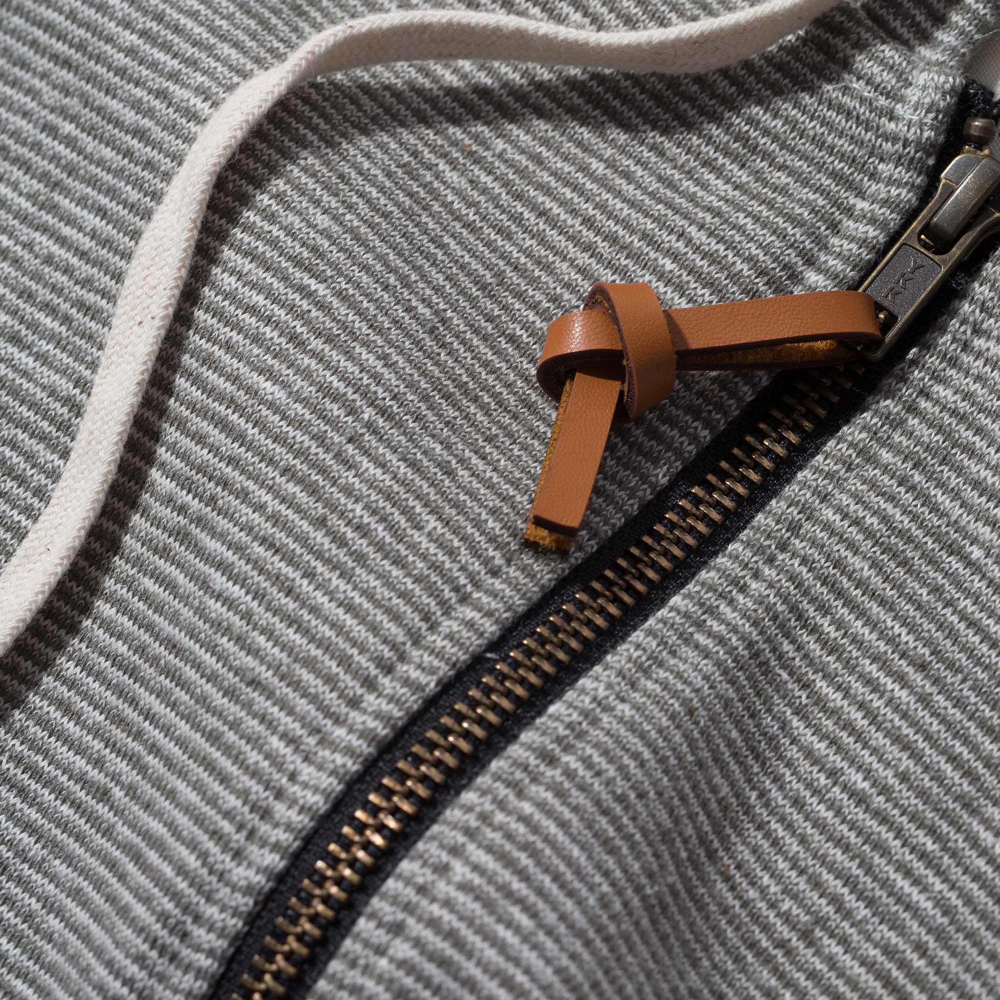 The Après Hoodie in Olive Stripe Hemp Fleece - Image 5