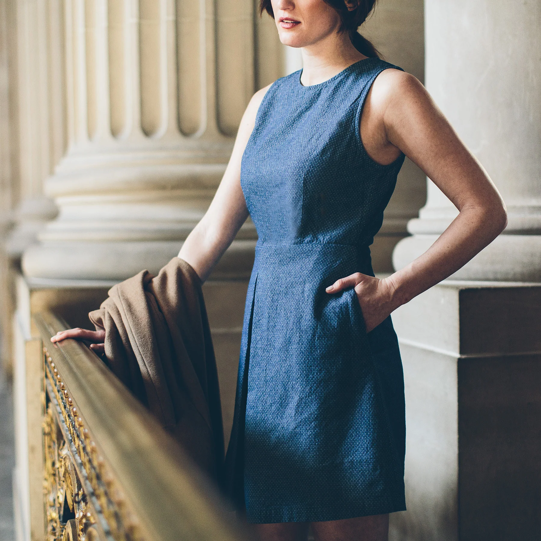 The Audrey Dress in Indigo Jacquard - Image 5