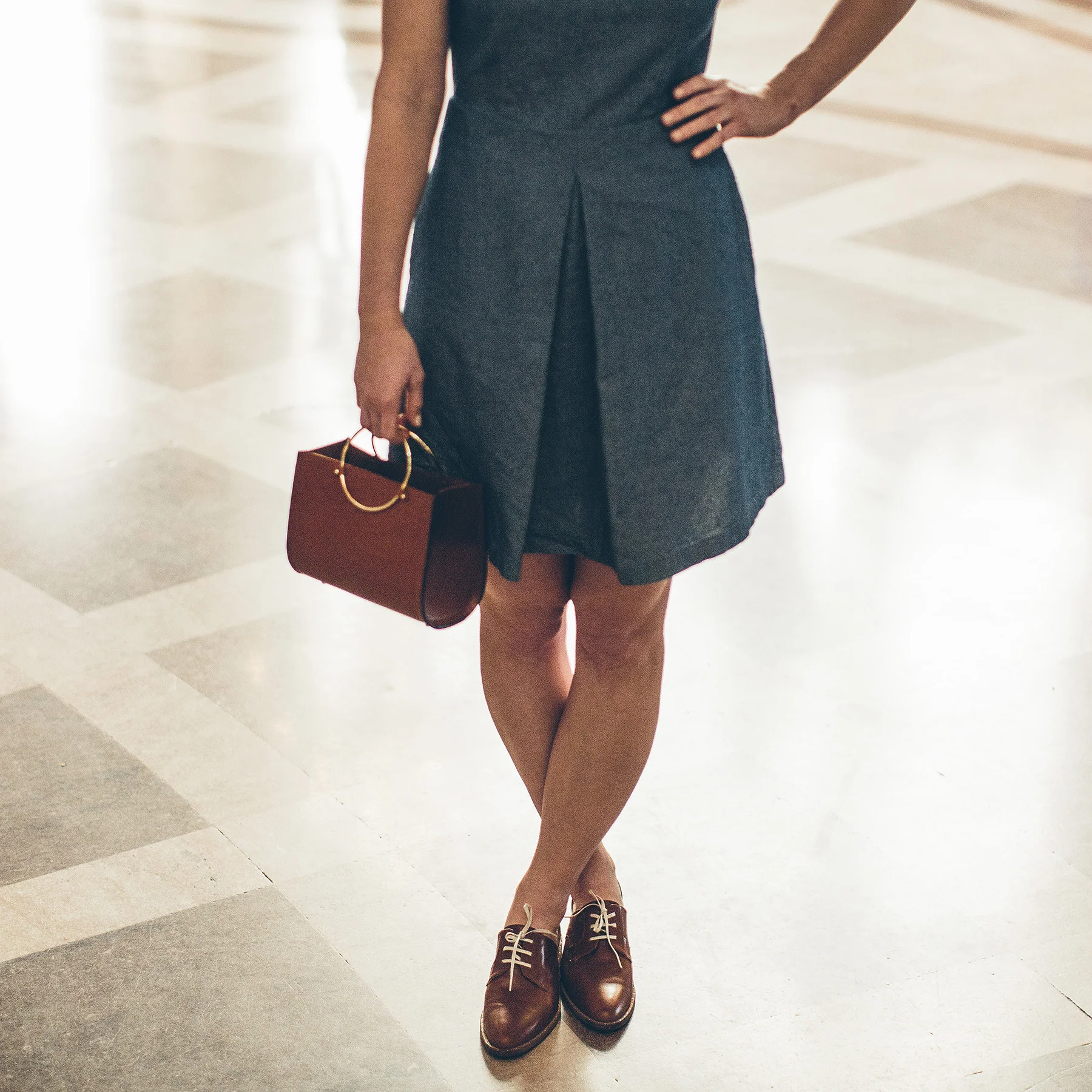 The Audrey Dress in Indigo Jacquard - Image 6