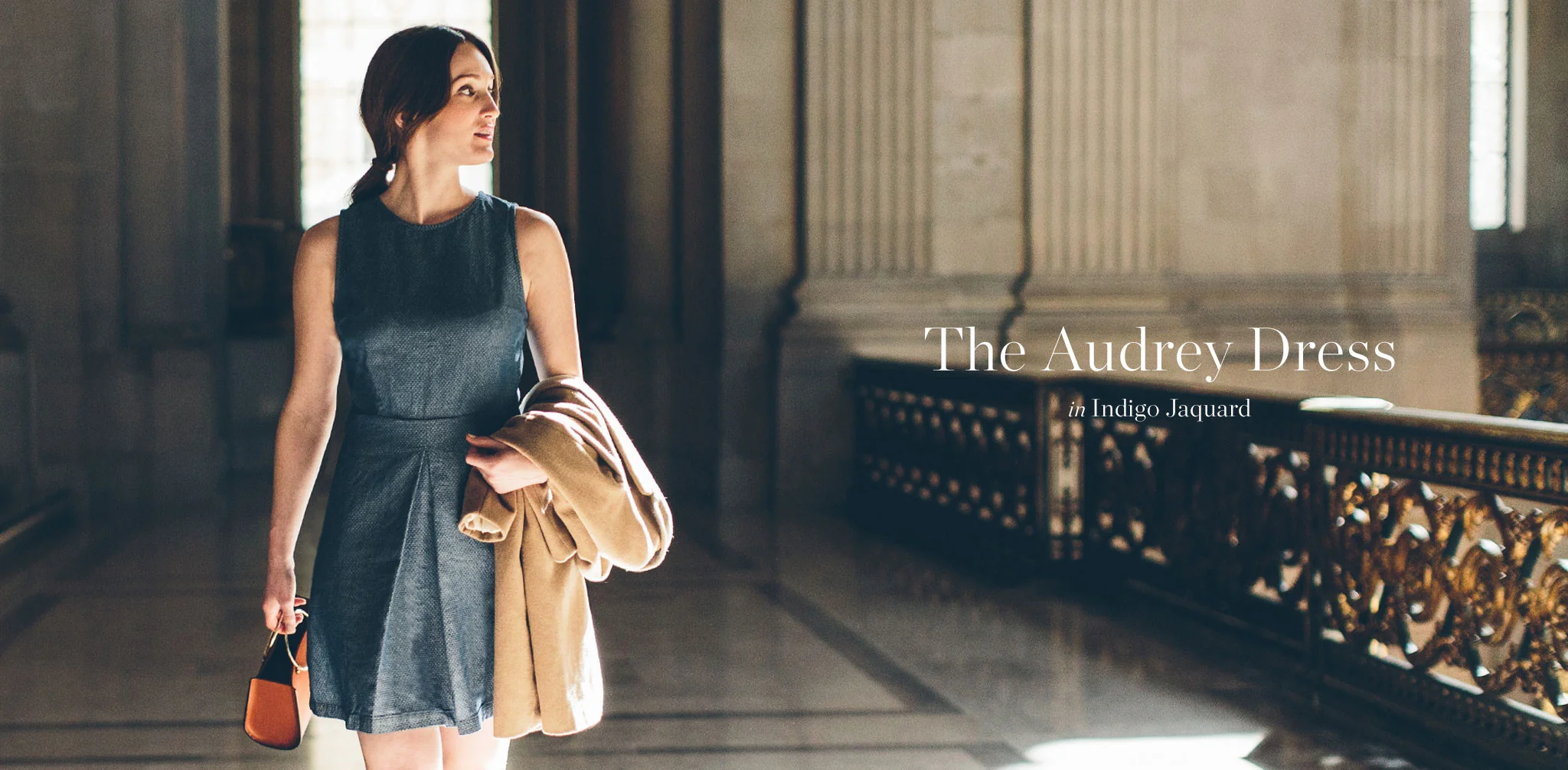 The Audrey Dress in Indigo Jacquard - Image 8