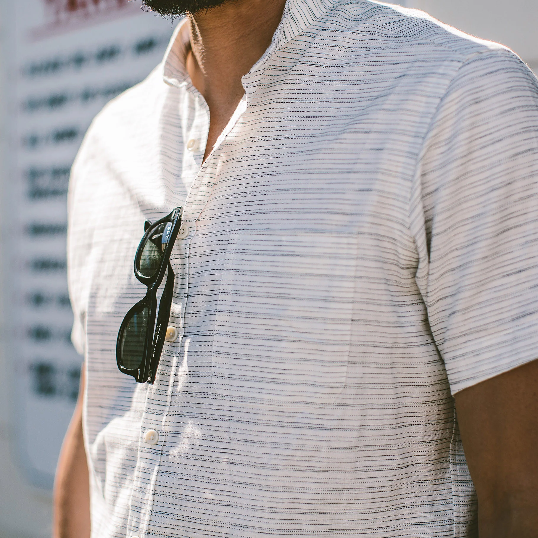 The Bandit in White & Navy Slub Stripe - Image 4