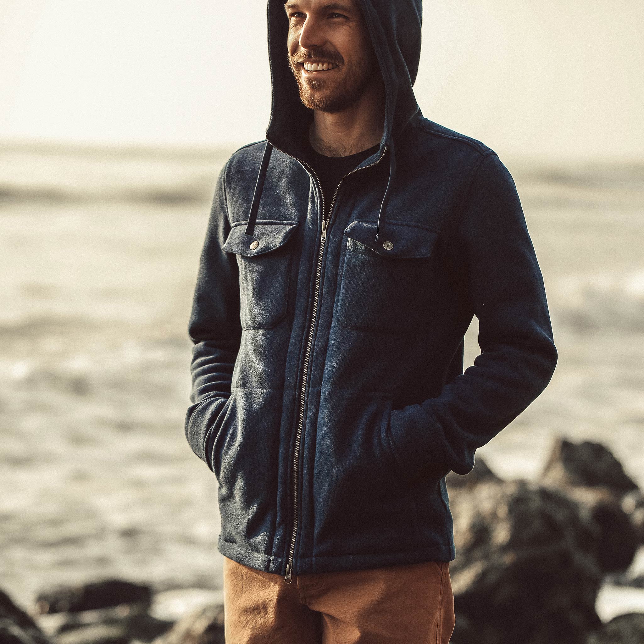 The Big Sur Hoodie in Heather Navy - Image 2