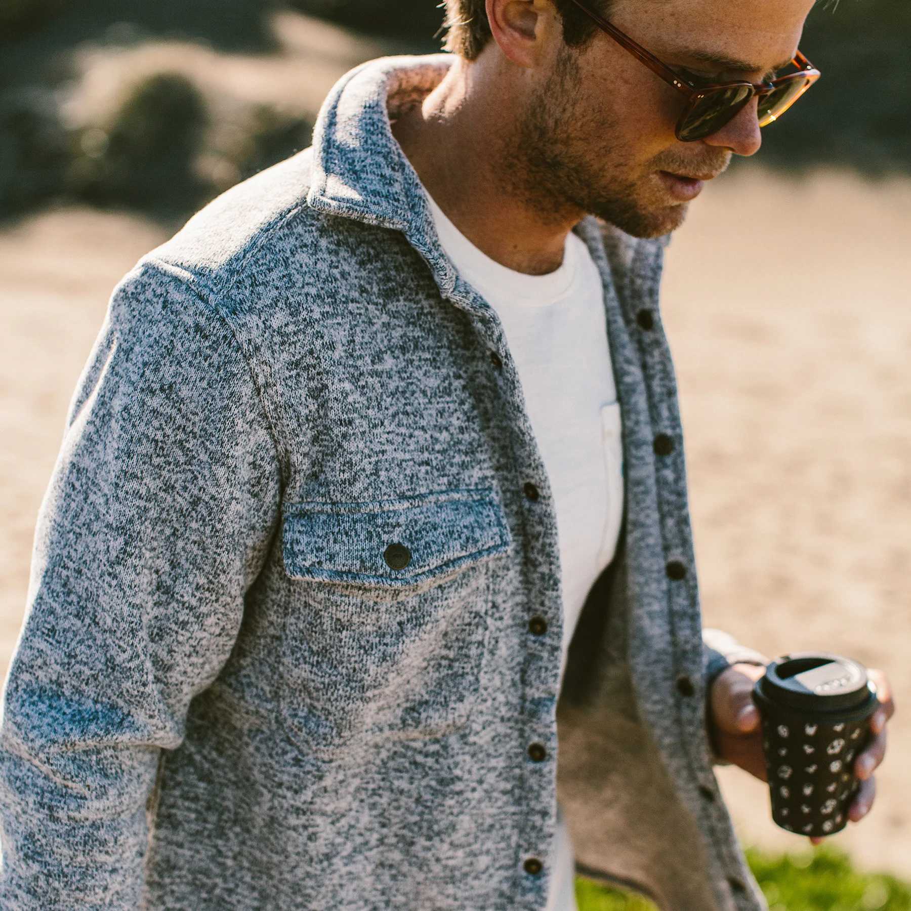 The Big Sur Jacket in Heather Grey Polartec - Image 3