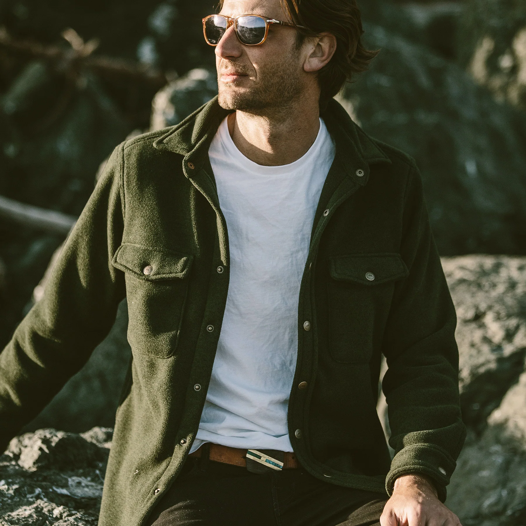 The Big Sur Jacket in Heather Olive Polartec - Image 5