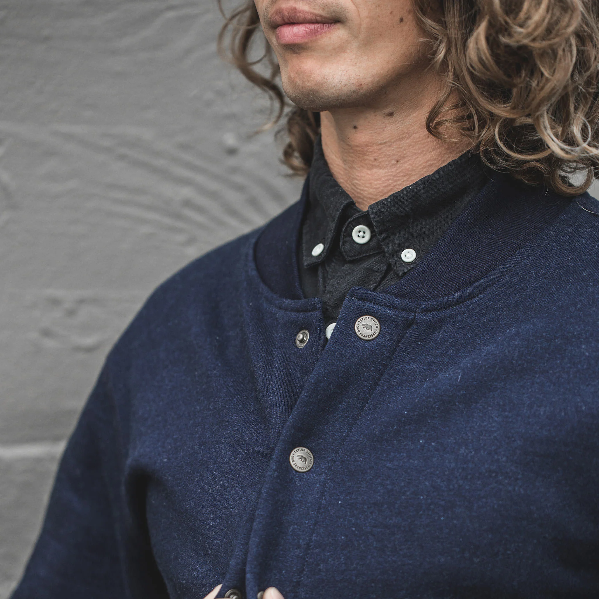 The Bomber in Indigo Fleece - Image 2