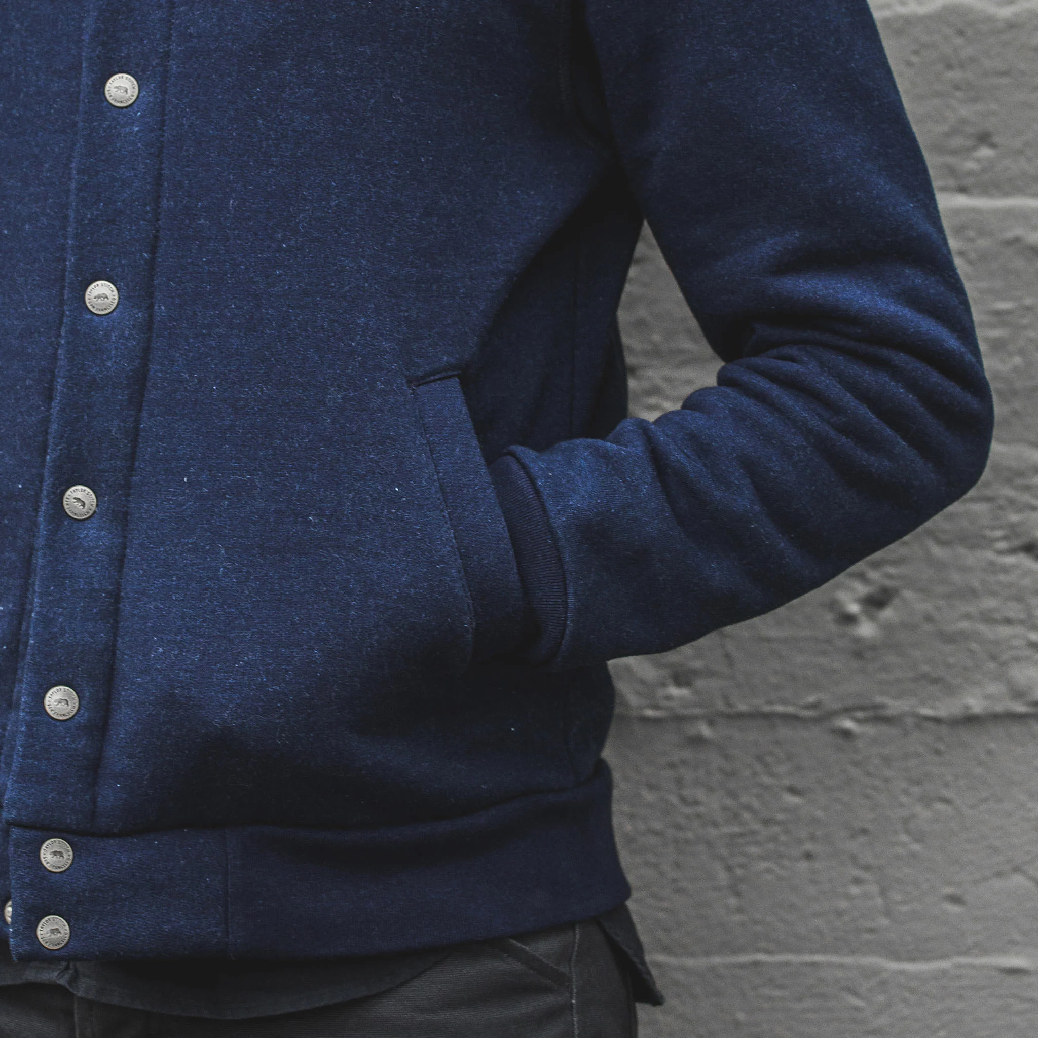 The Bomber in Indigo Fleece - Image 4