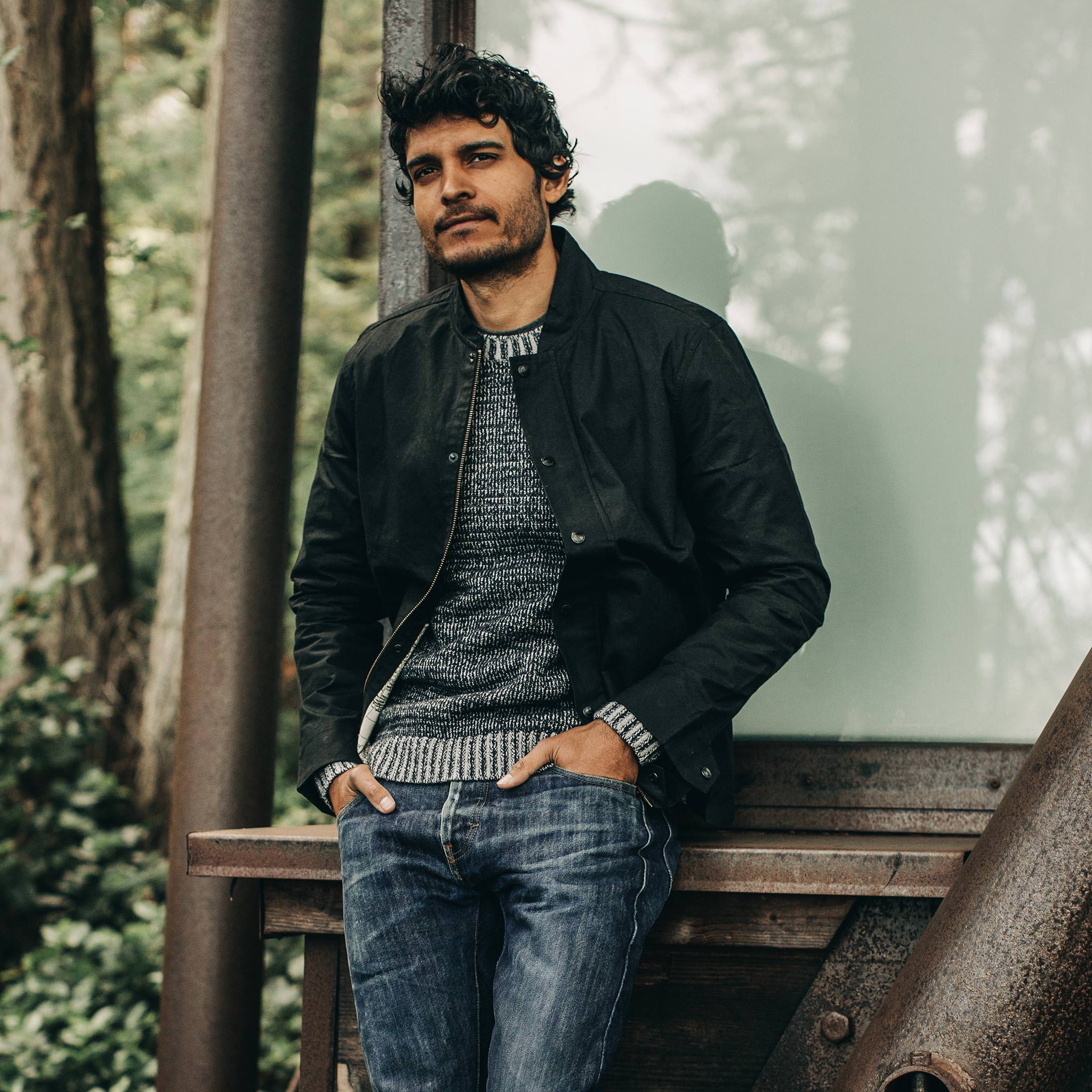 The Bomber Jacket in Black Dry Wax - Image 2