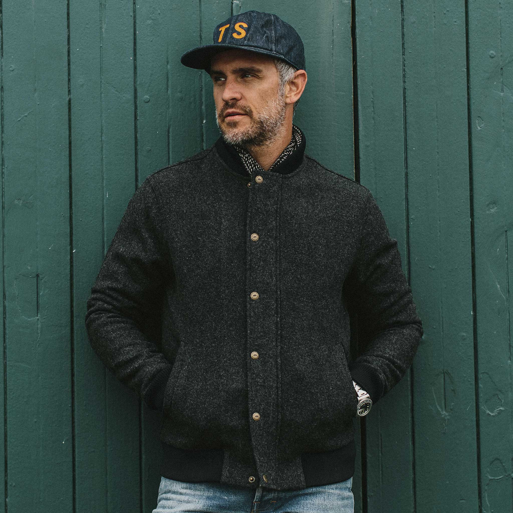 The Bomber Jacket in Charcoal Wool - Image 2