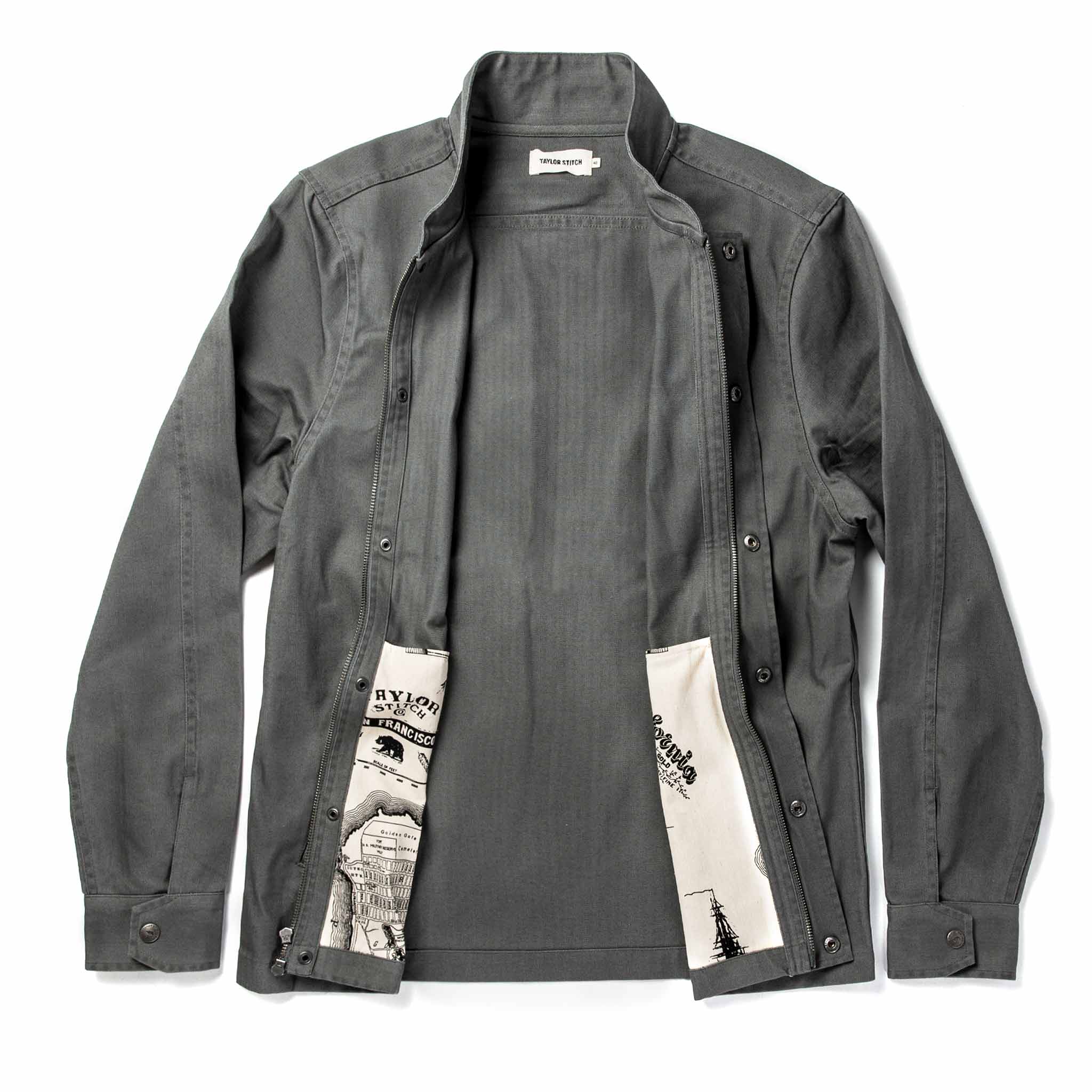 The Bomber Jacket in Washed Slate Herringbone - Image 11