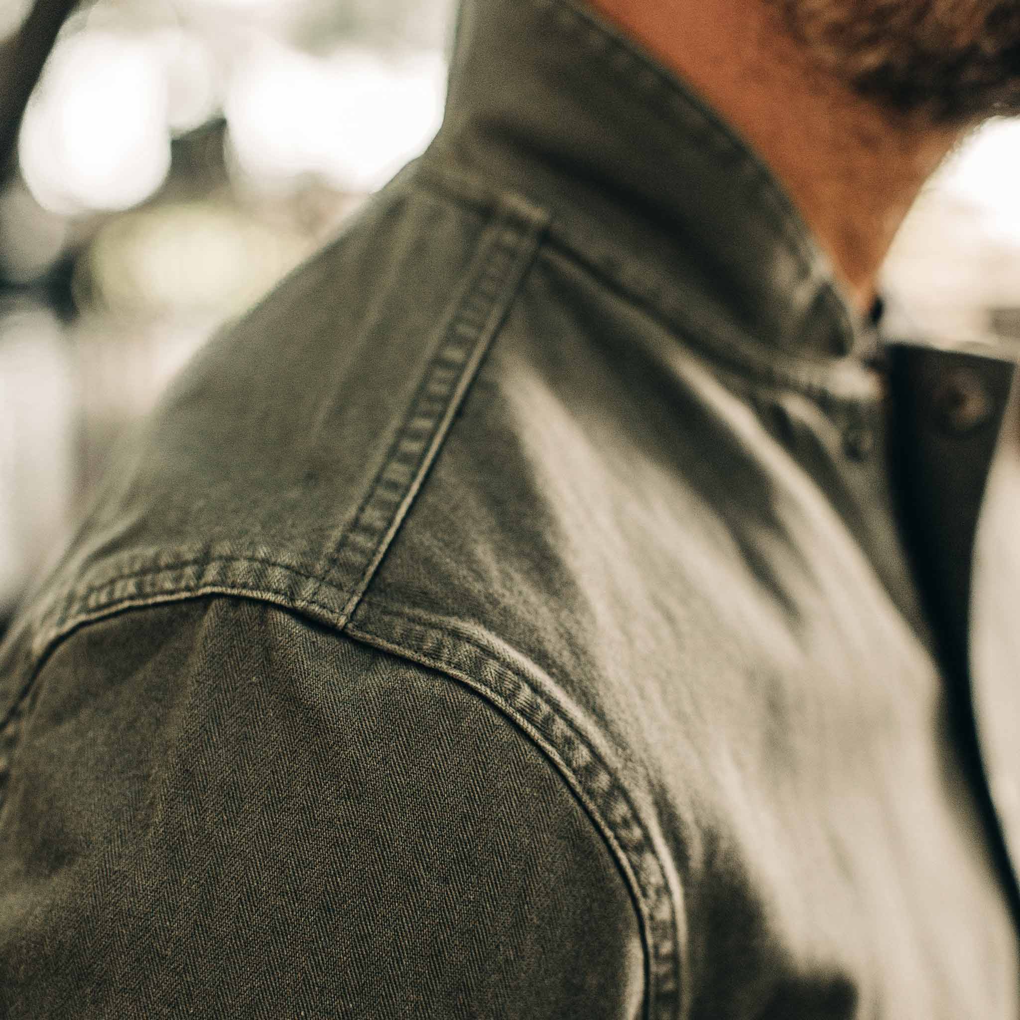 The Bomber Jacket in Washed Slate Herringbone - Image 4