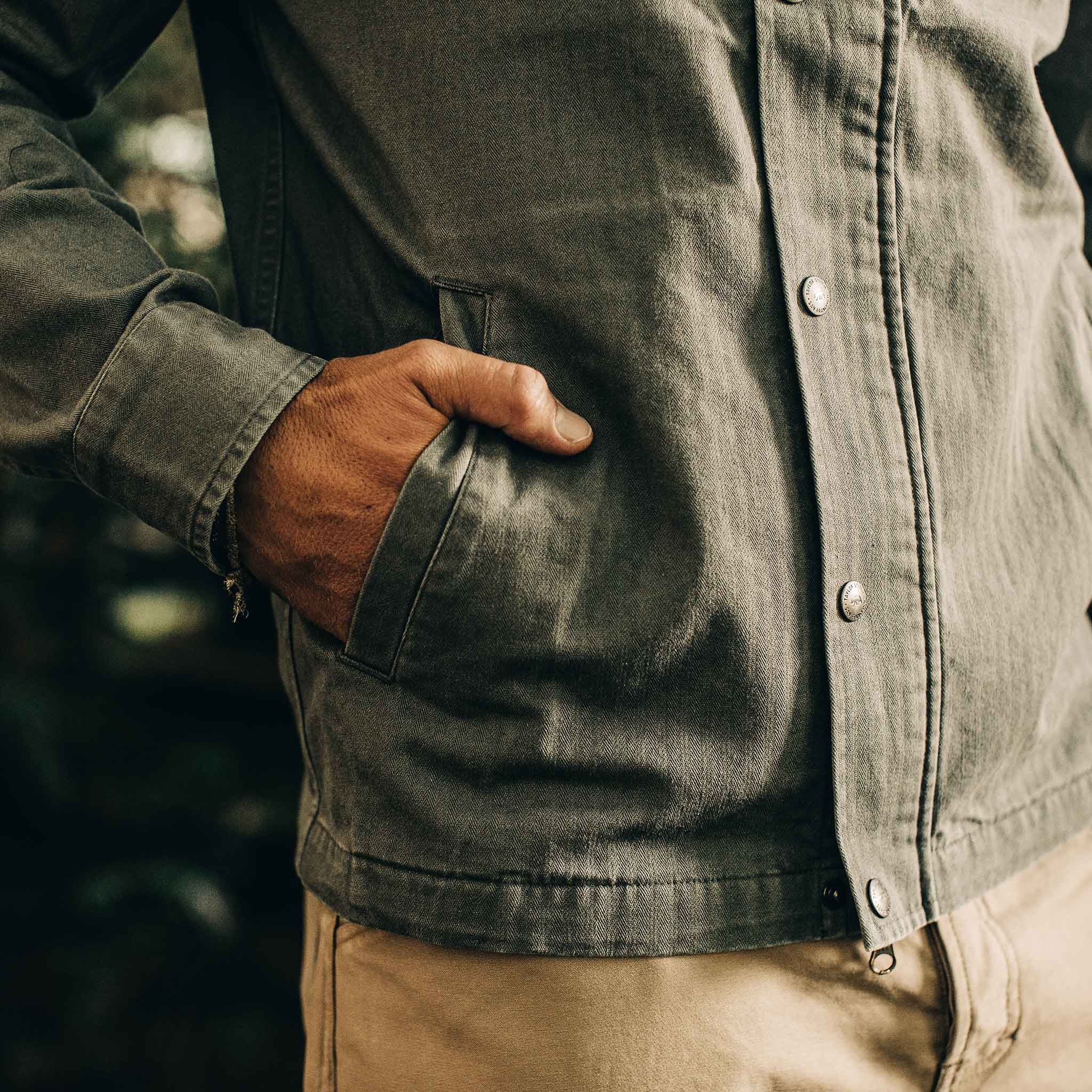 The Bomber Jacket in Washed Slate Herringbone - Image 5