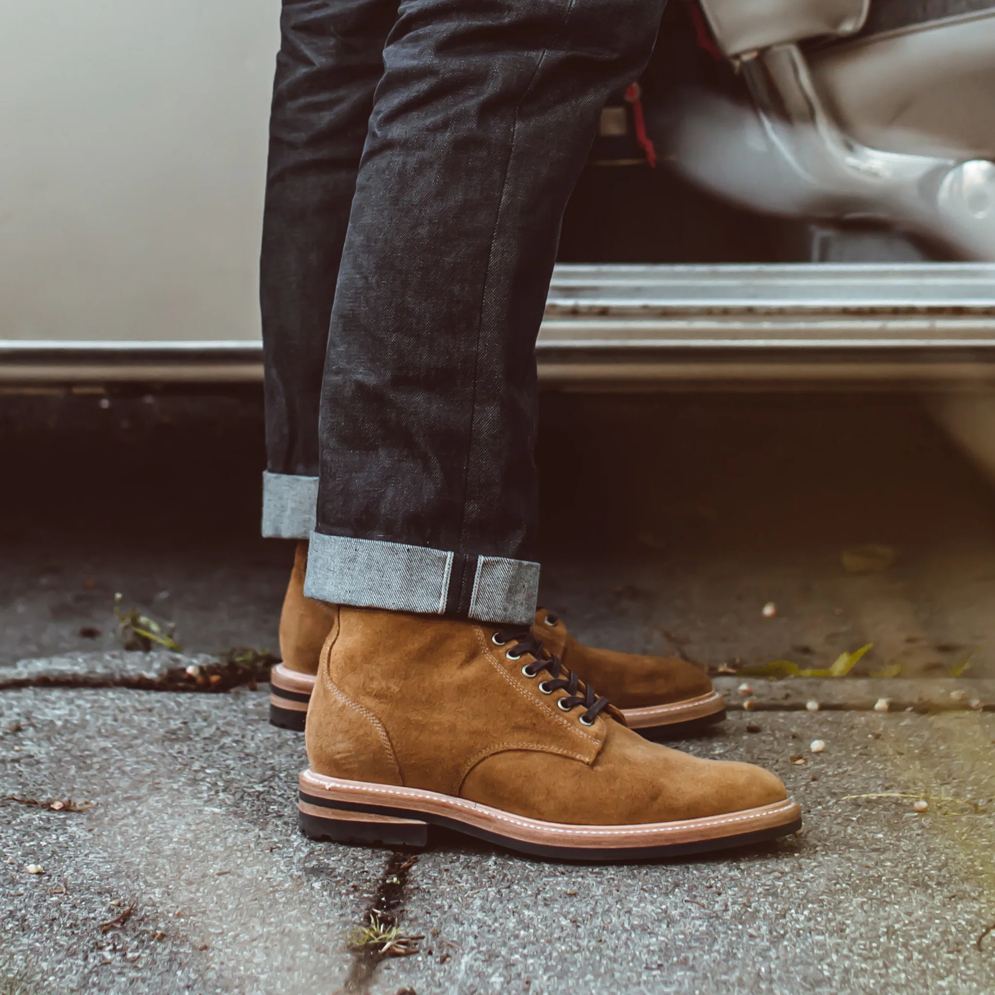 The Trench Boot in Golden Weatherproof Suede - Image 4