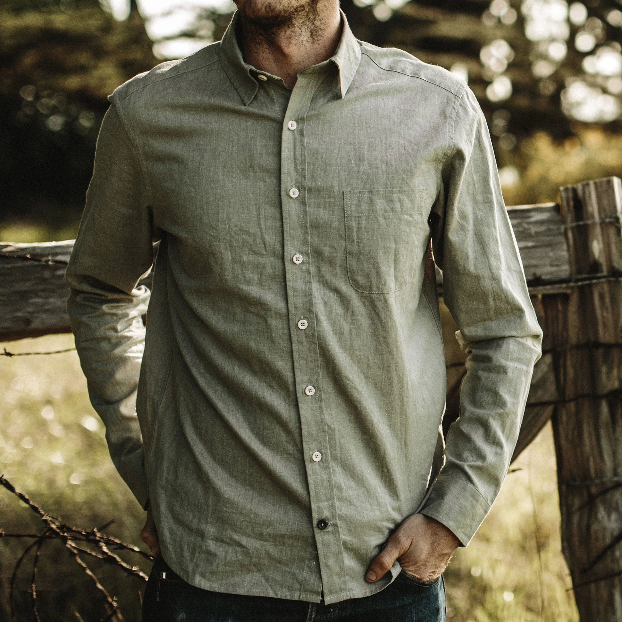 The California in Olive Hemp Poplin - Image 3