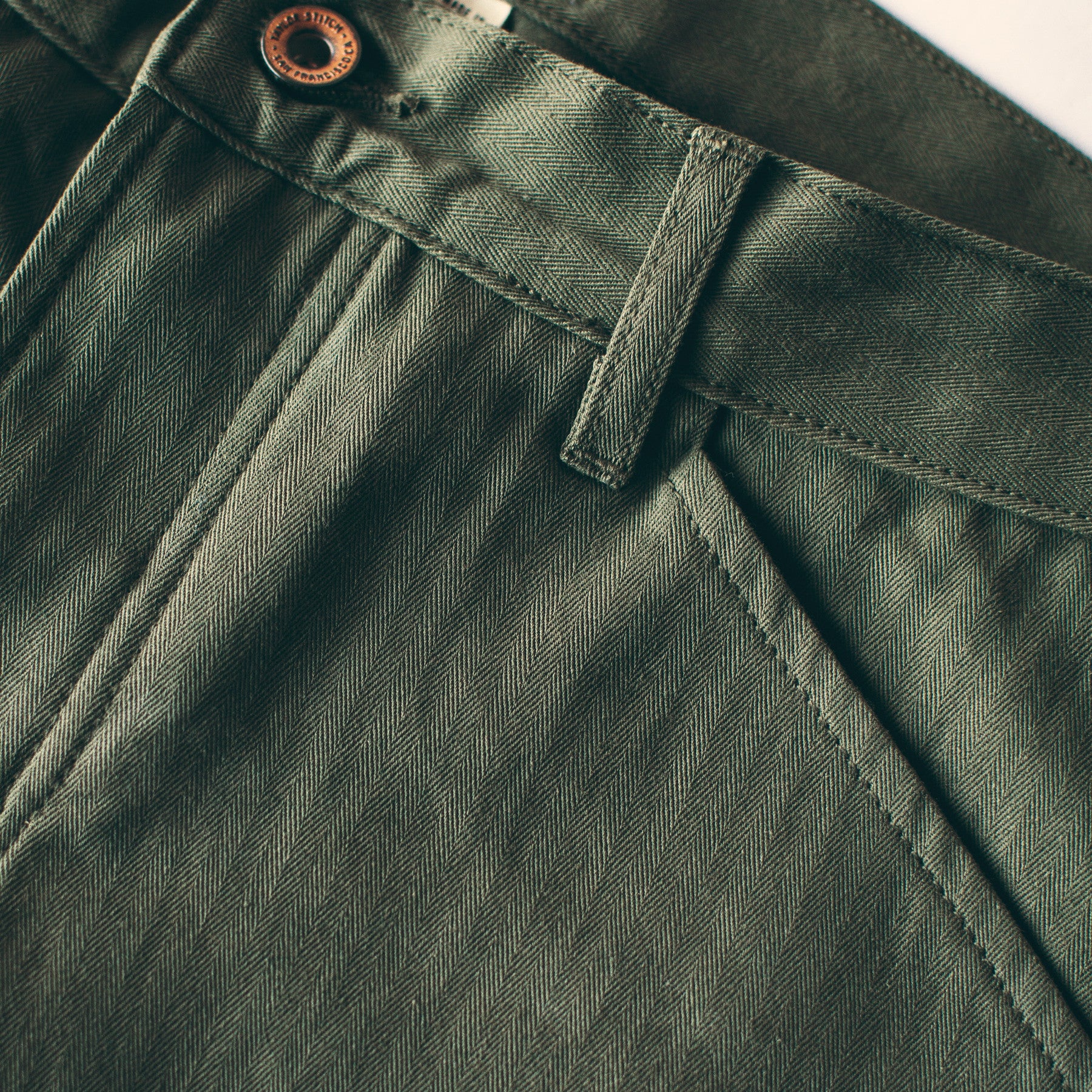 The Camp Pant in Olive Drab Herringbone - Image 3