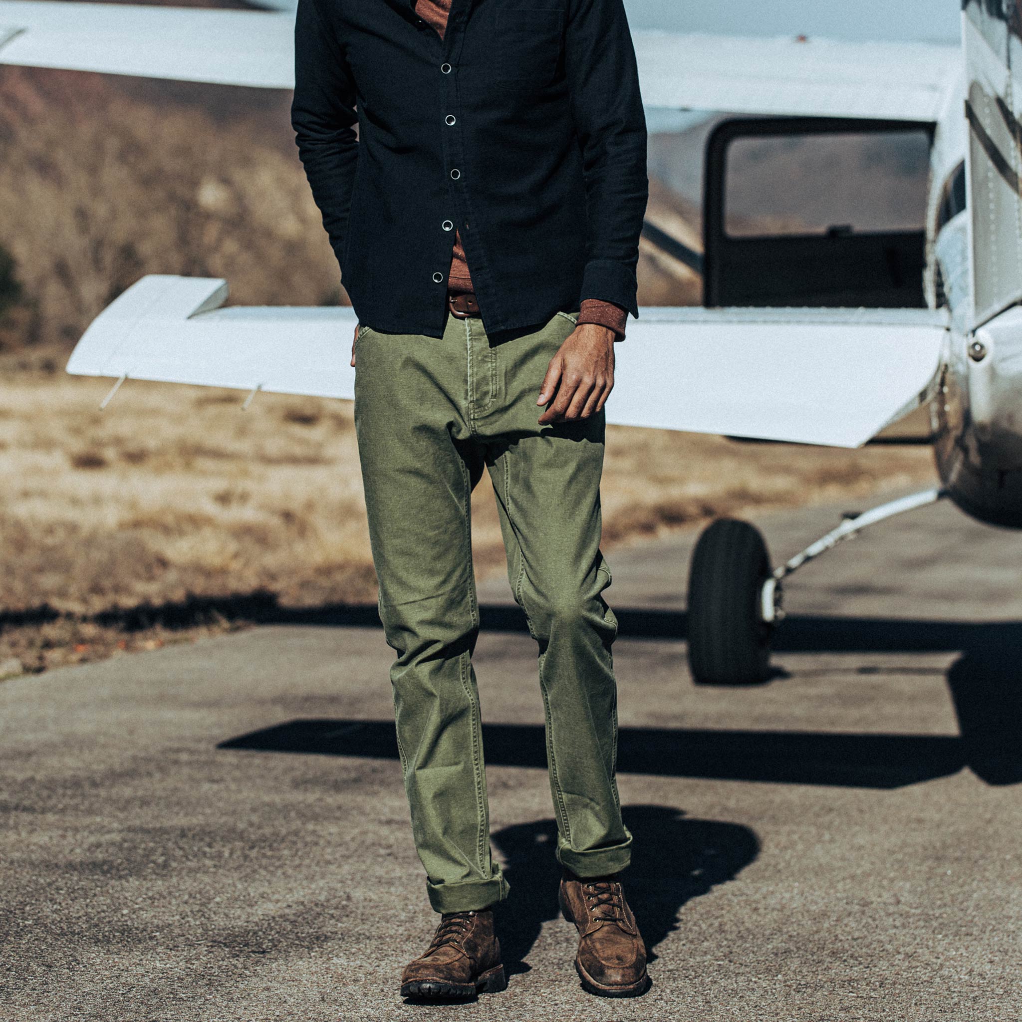 The Camp Pant in Olive Reverse Sateen - Image 2