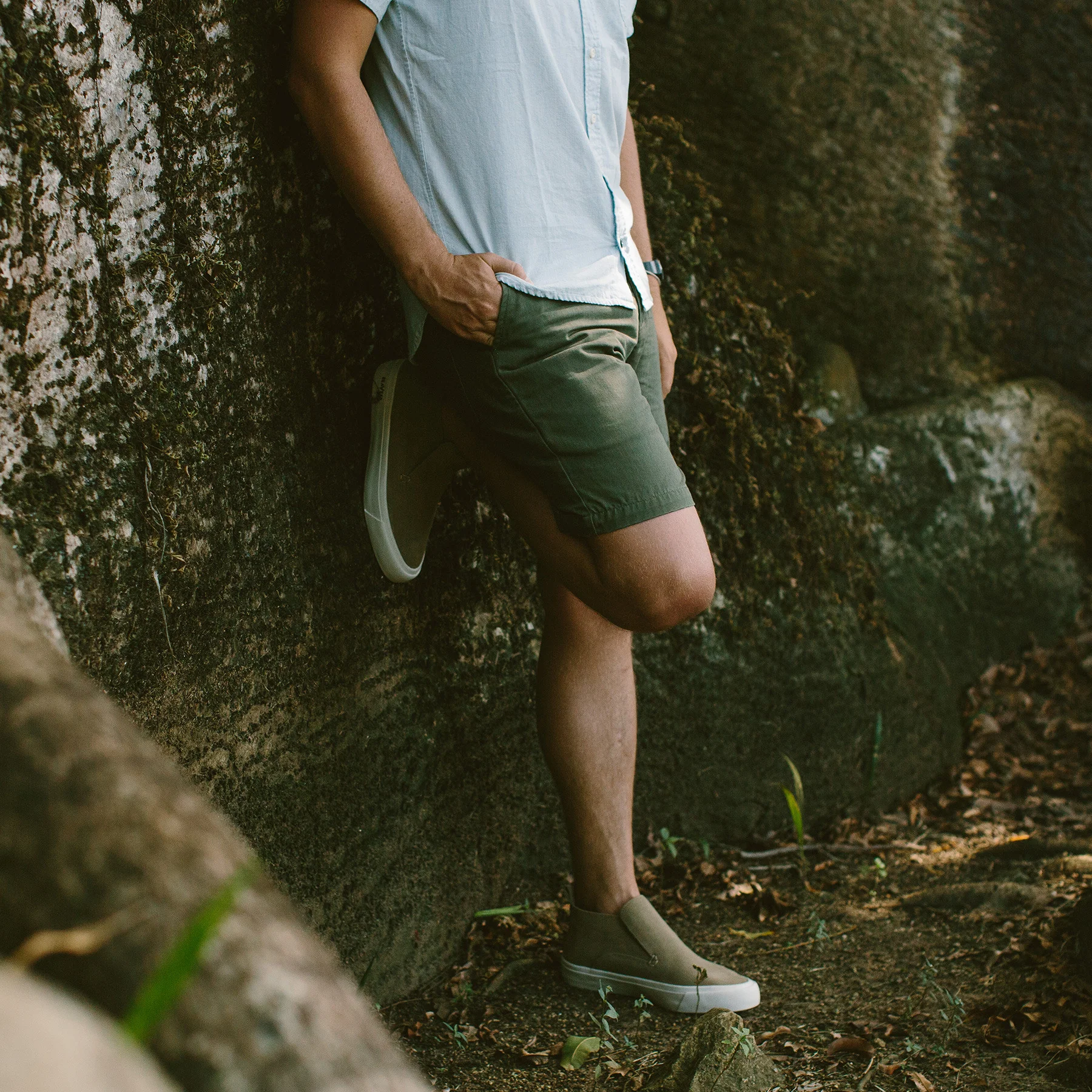 The Camp Short in Washed Olive Drab Herringbone - Image 2