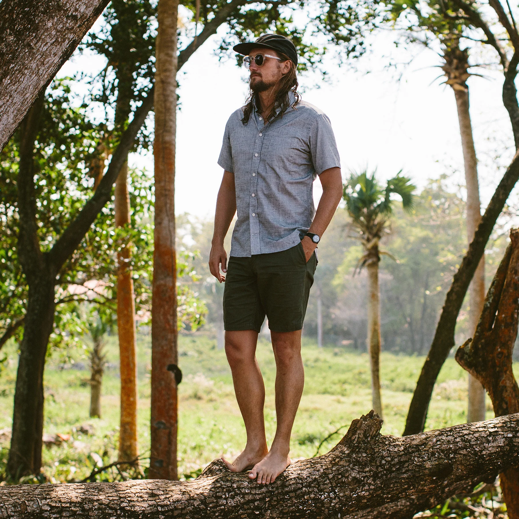 The Camp Short in Washed Olive Drab Herringbone - Image 3