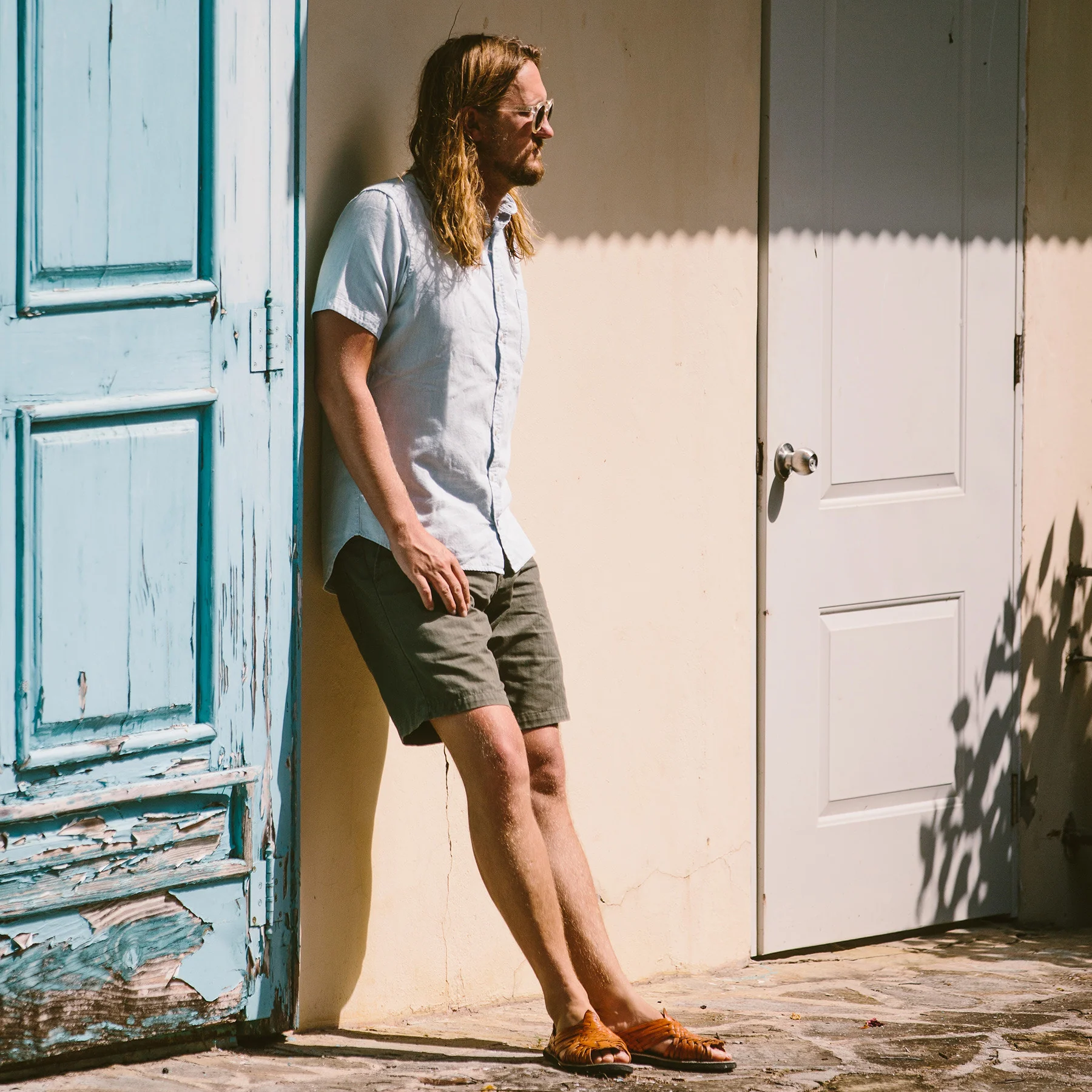 The Camp Short in Washed Olive Drab Herringbone - Image 6