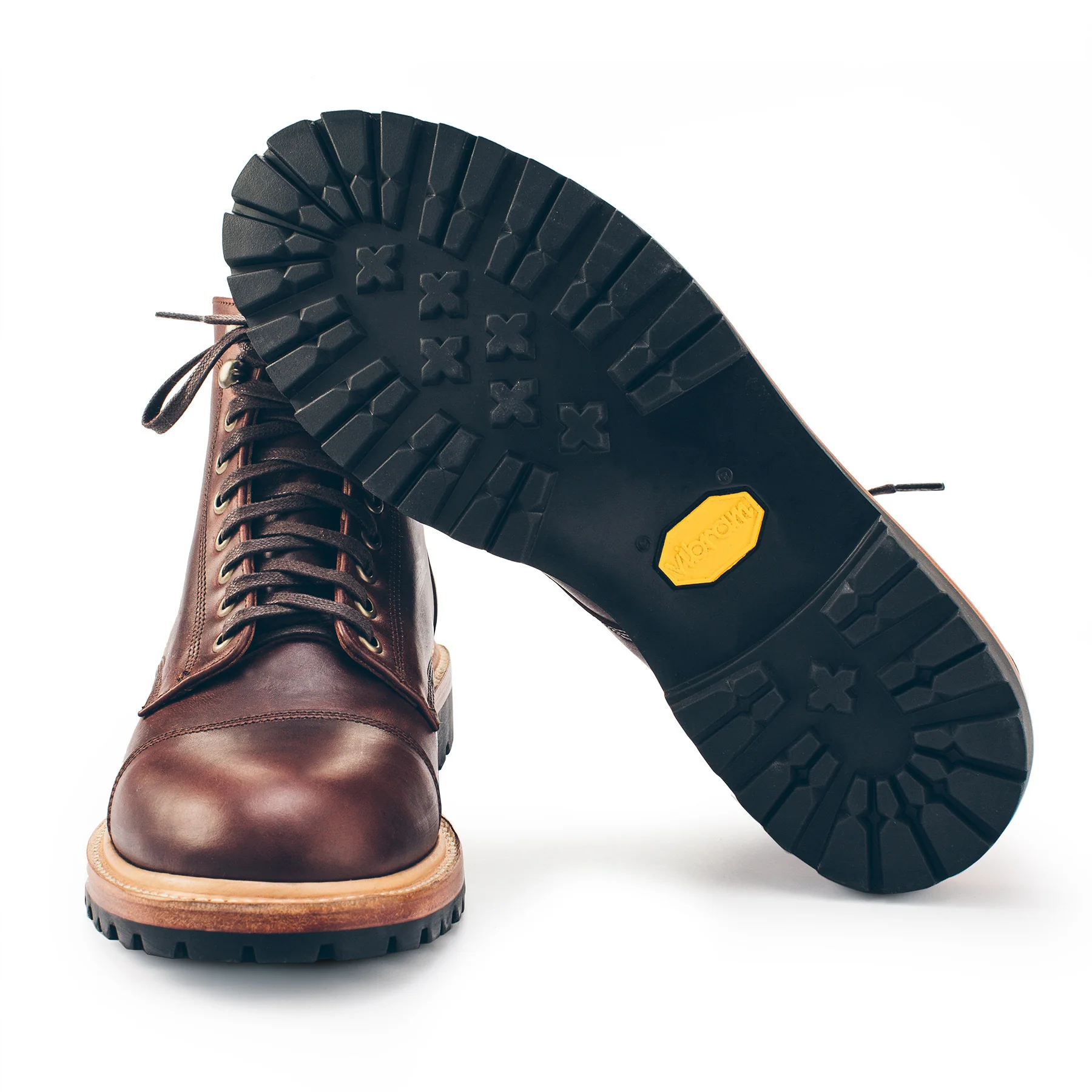 The Cap Toe Moto Boot in Brown Steerhide - Image 6