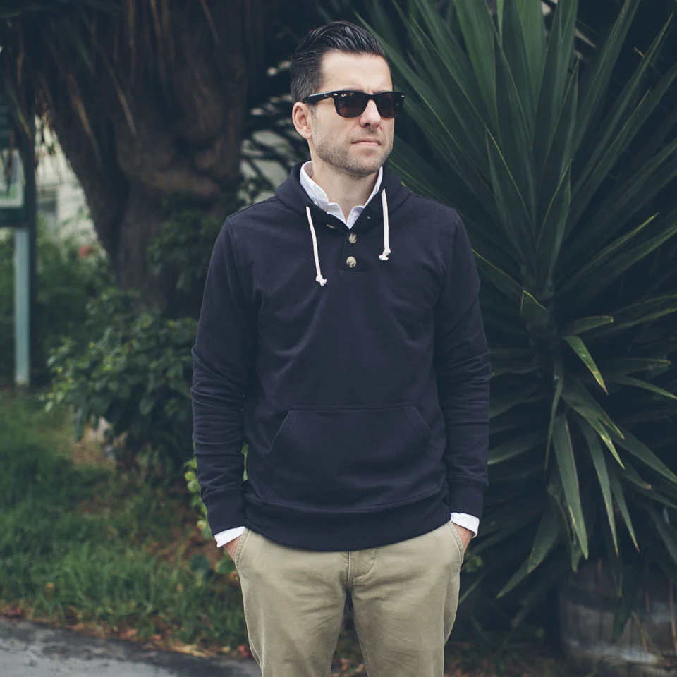The Charcoal 3 Button Hooded Sweatshirt - Image 2