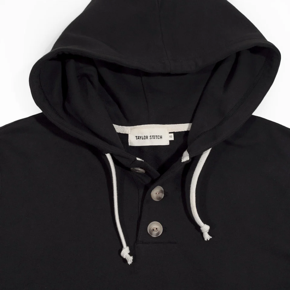 The Charcoal 3 Button Hooded Sweatshirt - Image 6
