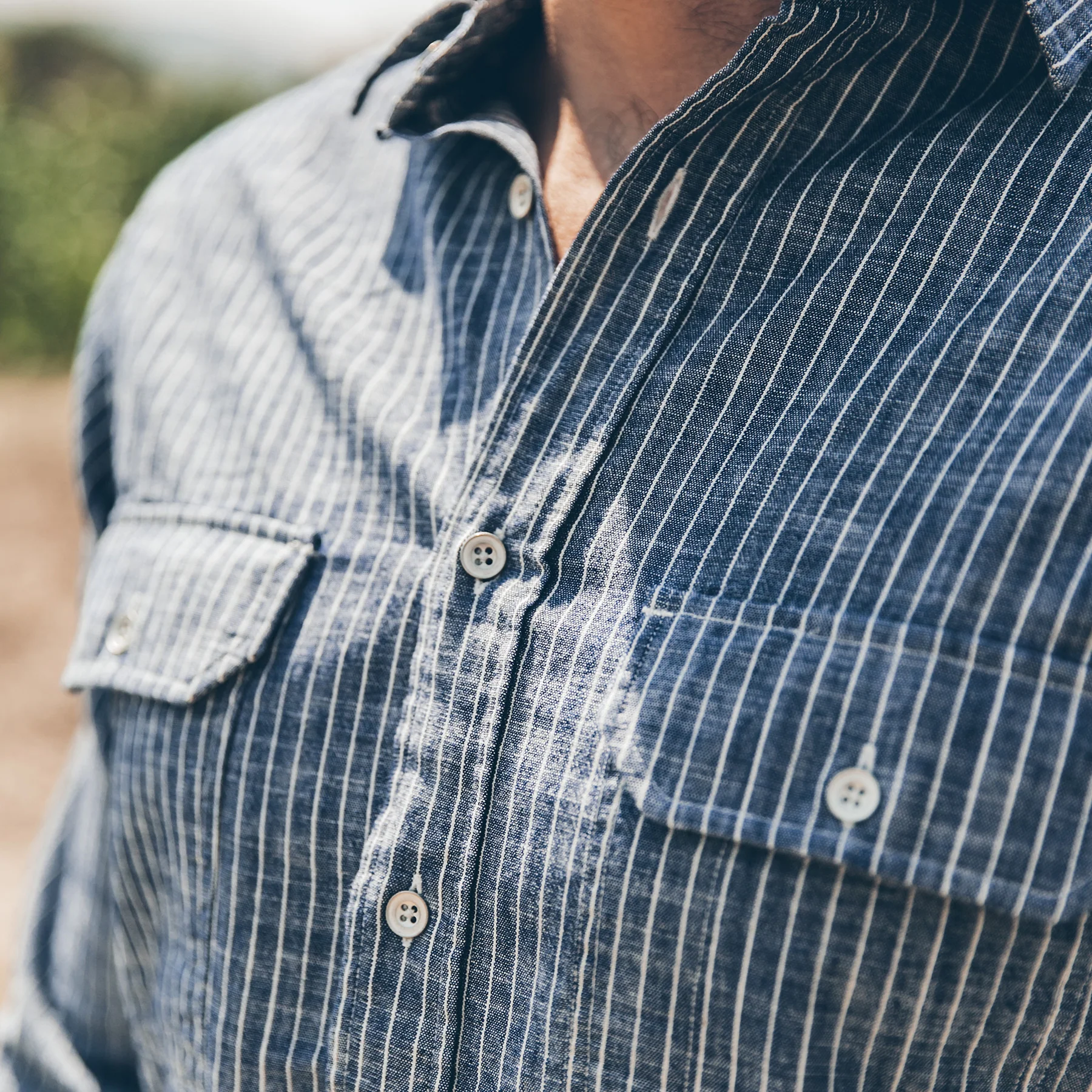 The Chore Shirt in Indigo Striped Chambray - Image 3