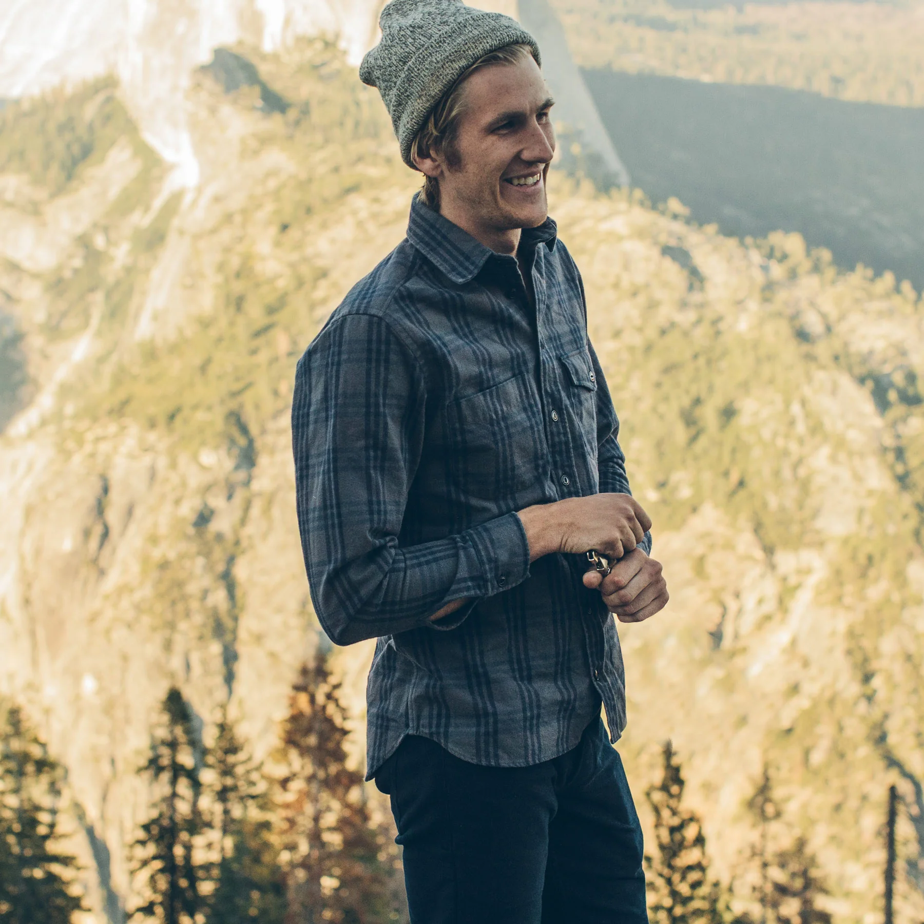 The Crater Shirt in Charcoal & Navy Plaid - Image 2