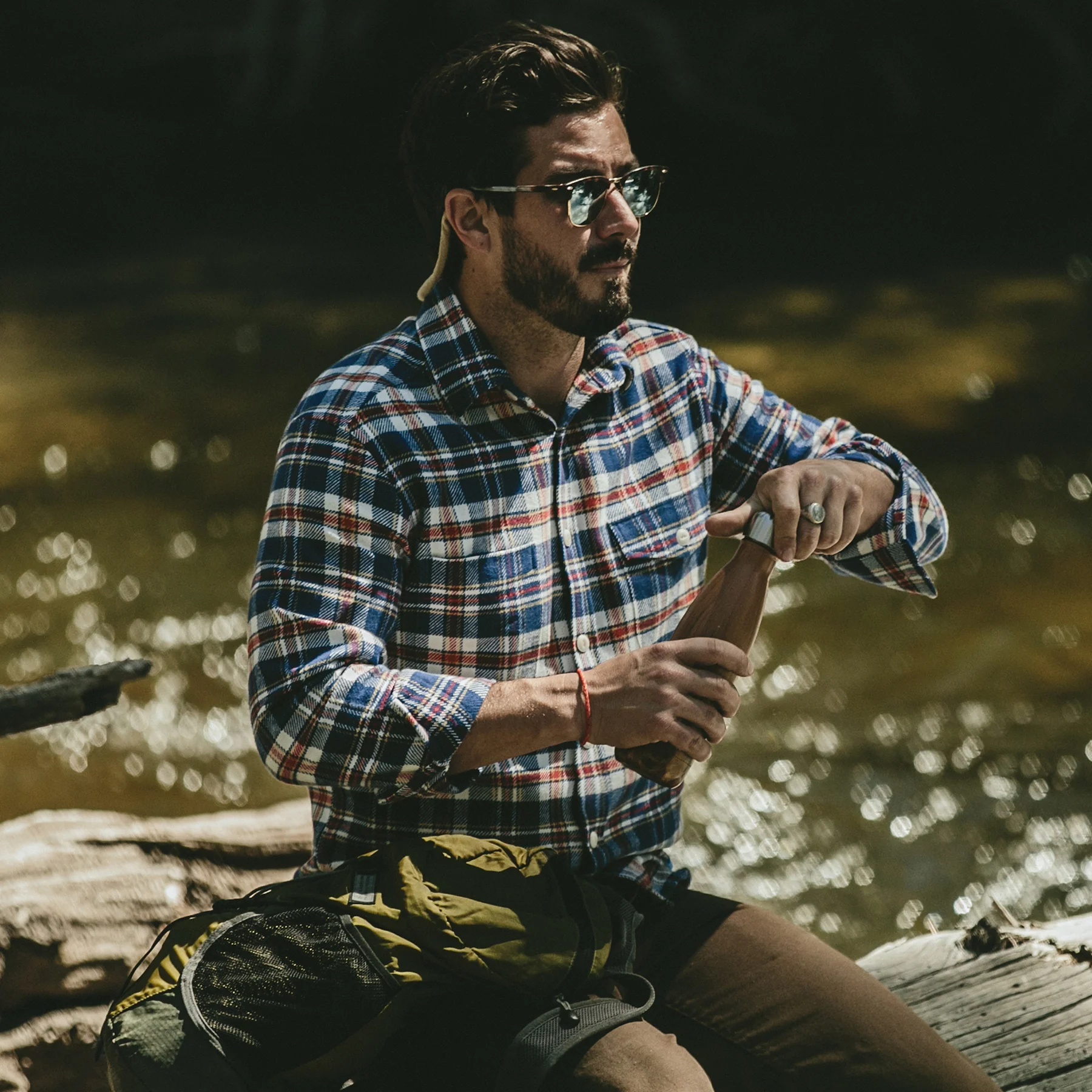 The Crater Shirt in Navy Plaid - Image 4